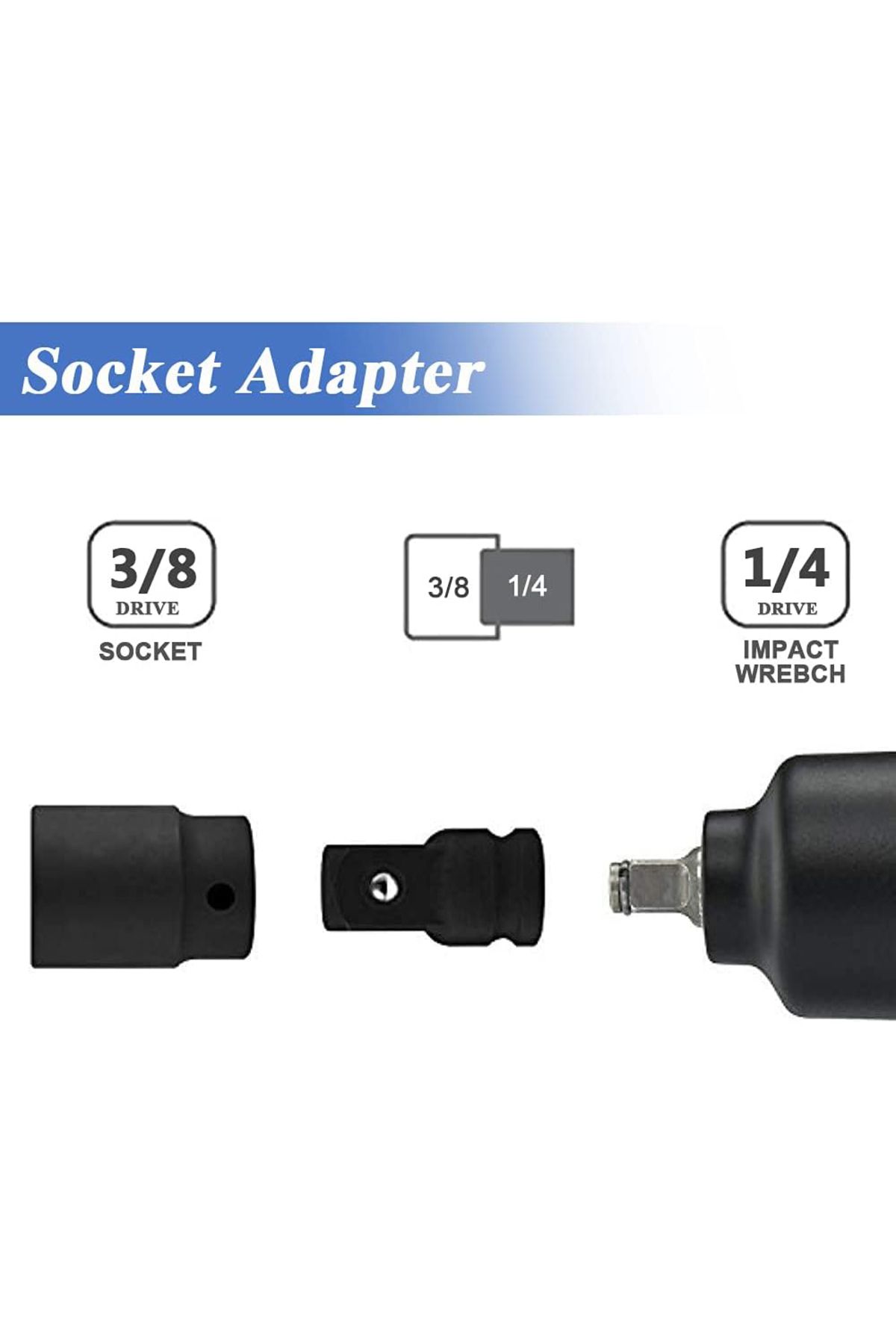 Choice-4pcs Socket Convertor Adaptor Reducer Set 1/2 To 3/8 3/8 To 1/4 3/4 To 1/2 Impact Drive Socket Ad... 4