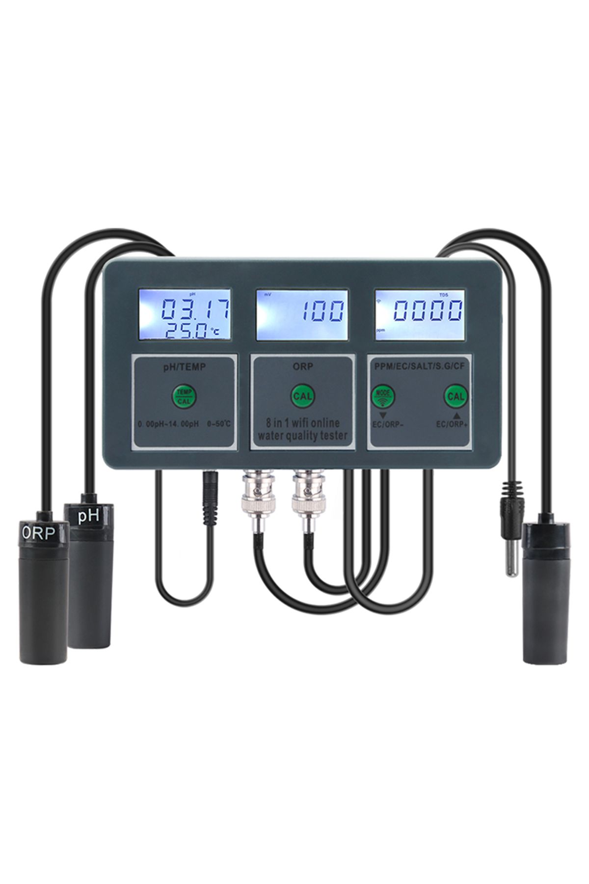Choice-Eu Plug Tuya Wifi 8 In 1 Water Quality Tester S.g/ph/ec/orp/tds/cf/salt/temp Measuring Analyzer Diy 1