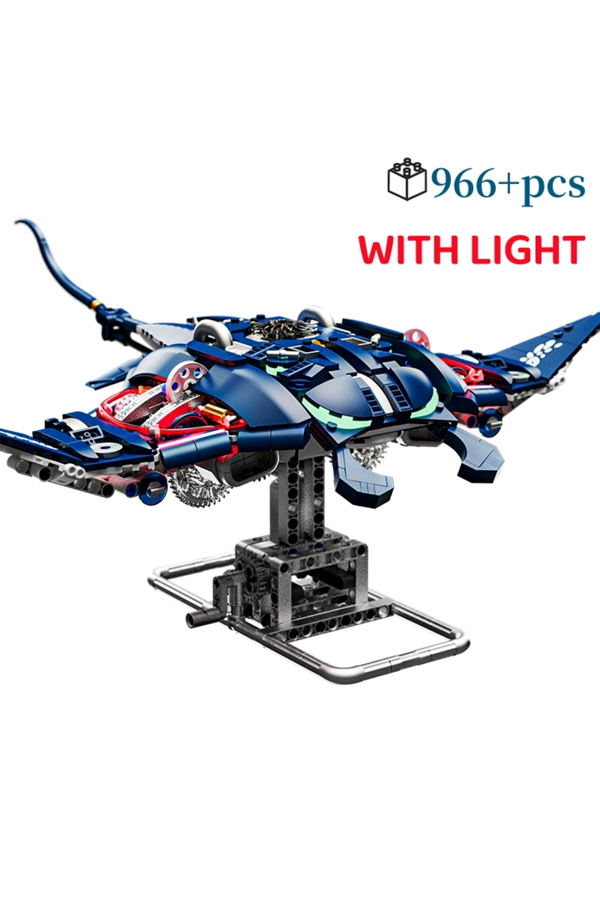 ۹۶۶ تکه بلوک‌های ساختمانی سبک مجموعه حیوان دریایی مکانیکی مانتا ری موبولیده زندگی Cre