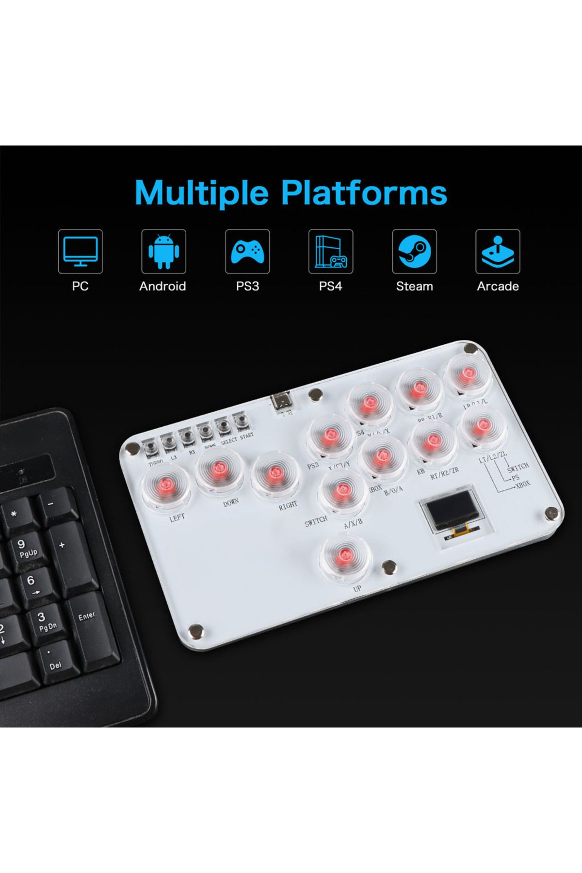 GGBEE-Leverless Controller Fight Sticks 12Keys All-Button Mini Fighting Game Arcade Stick Stickless Arc... 4