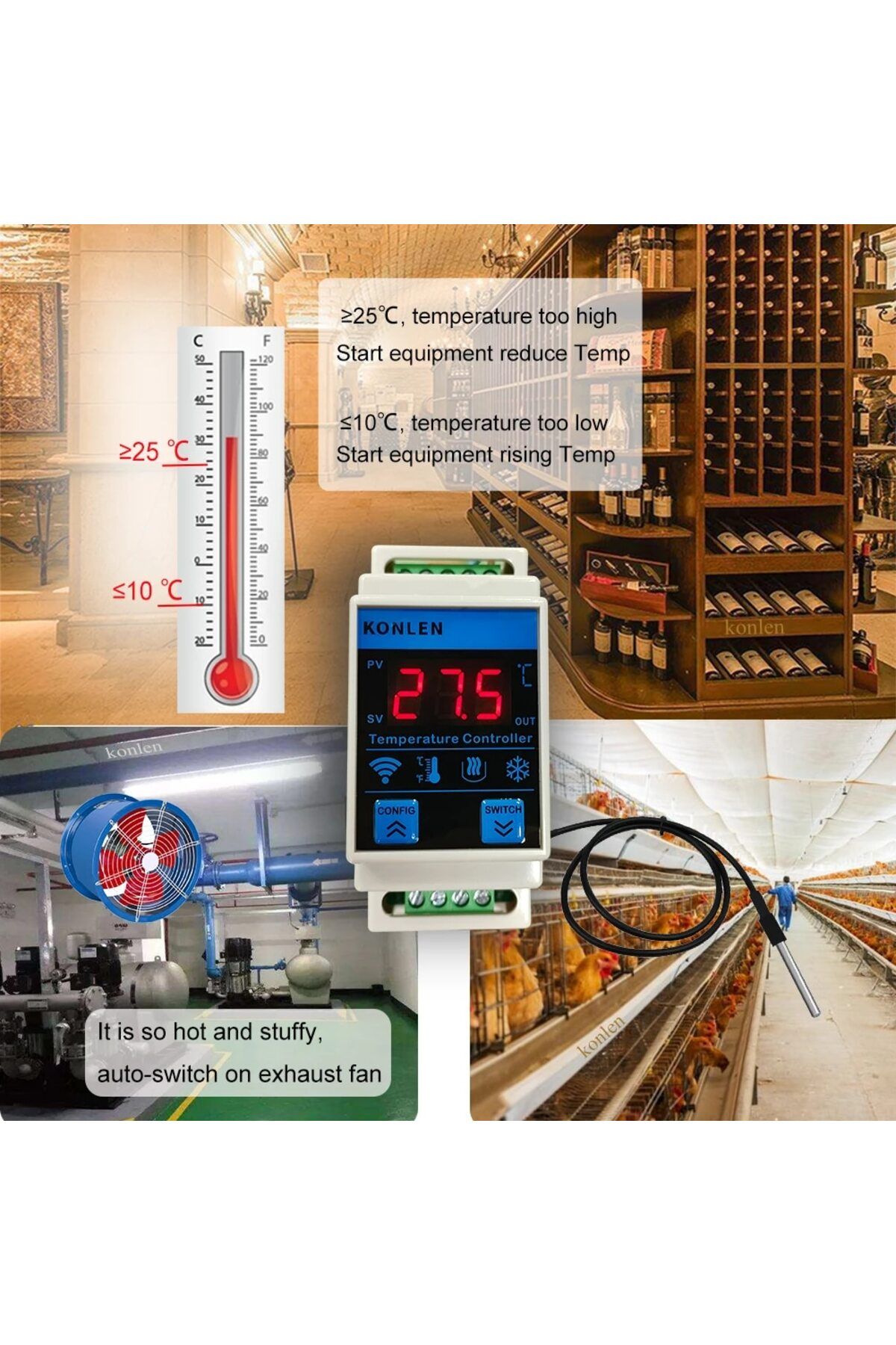 KONLEN-Tuya WIFI Temperature Sensor Thermometer Controller Freezer Fridge Heating Thermostat Smart Life ... 3