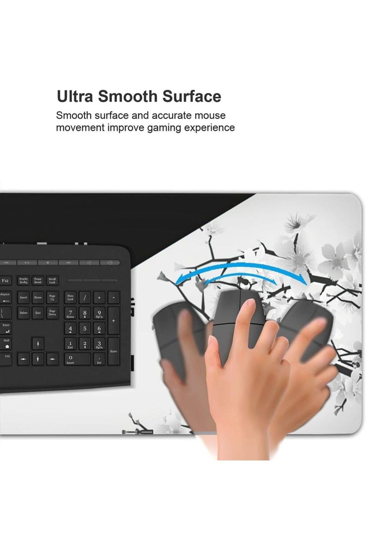 CSMY-30x60cm Black and White Cherry Blossom Gaming Mouse Pad 900x400 XL Extended Large Mouse Mat Desk Pad 3