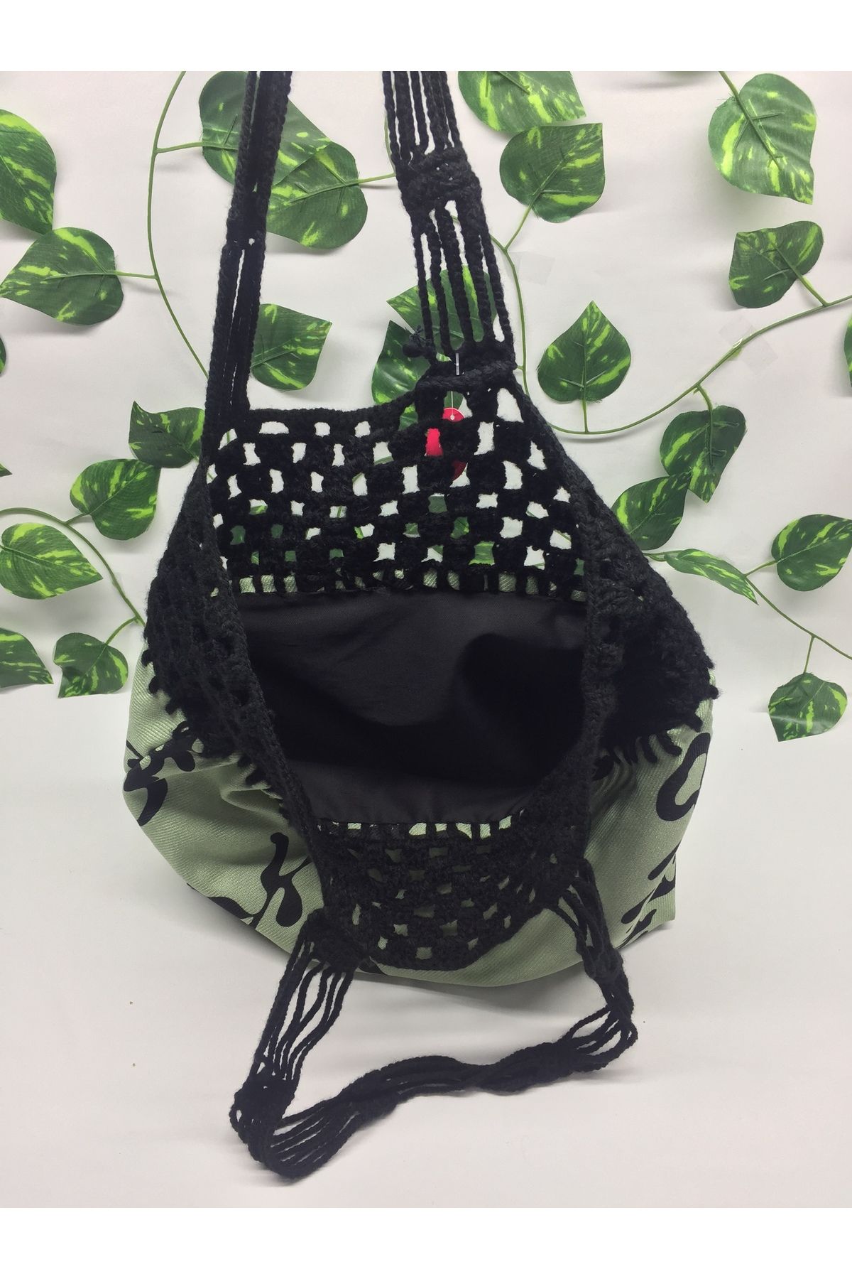 borandtm-Boran Dtm Black&Green Hand Knitted Shoulder Bag 3