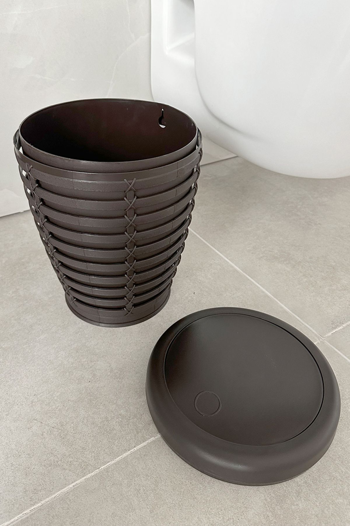 Prima Nova-Coș de gunoi cu palmier colorat cafea de 7,5 litri cu capac pivotant - pentru baie, bucătărie, birou 3
