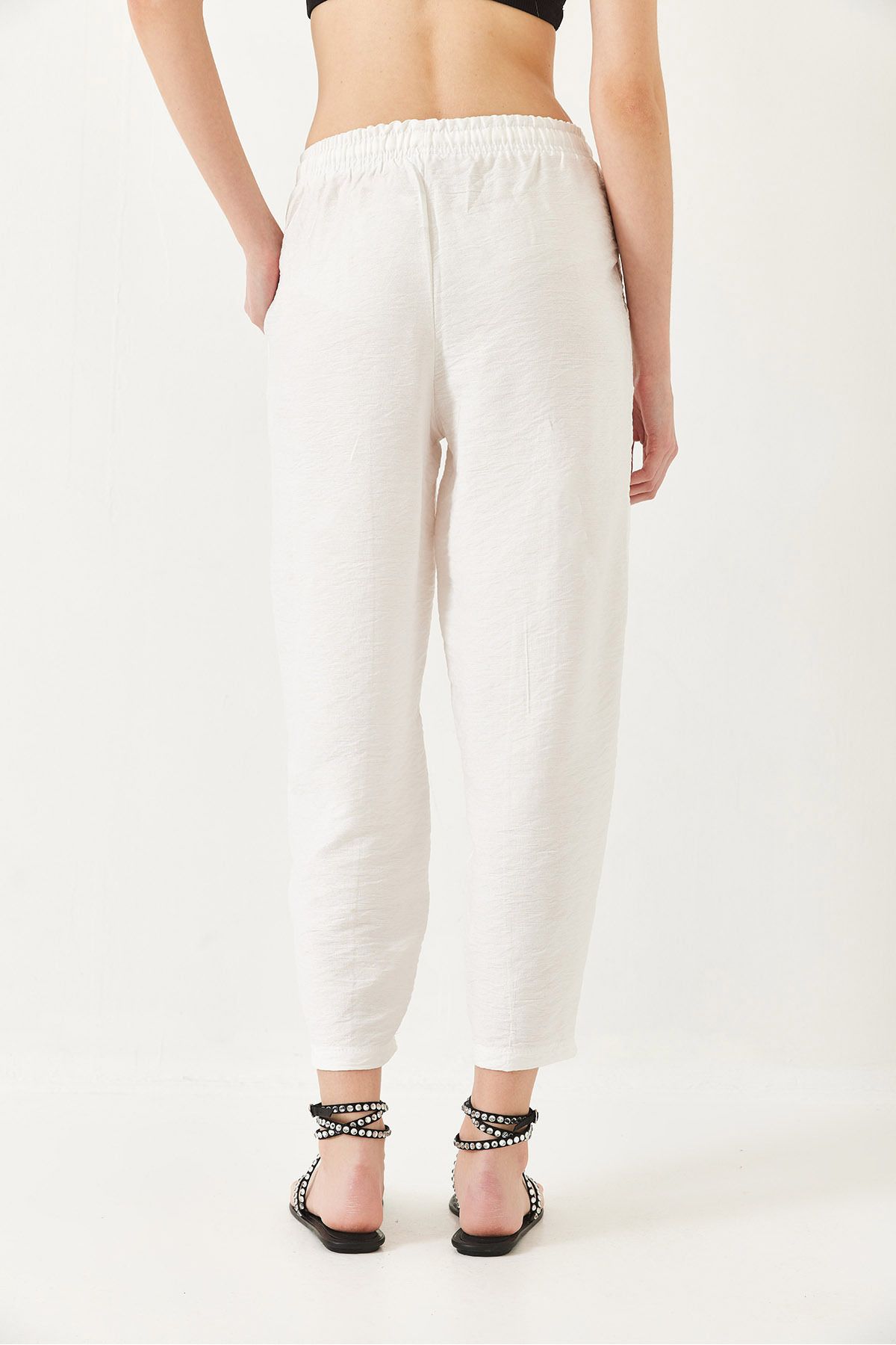 Bianco Lucci-Γυναικείο λινό παντελόνι Shalwar 80017 60271040 8