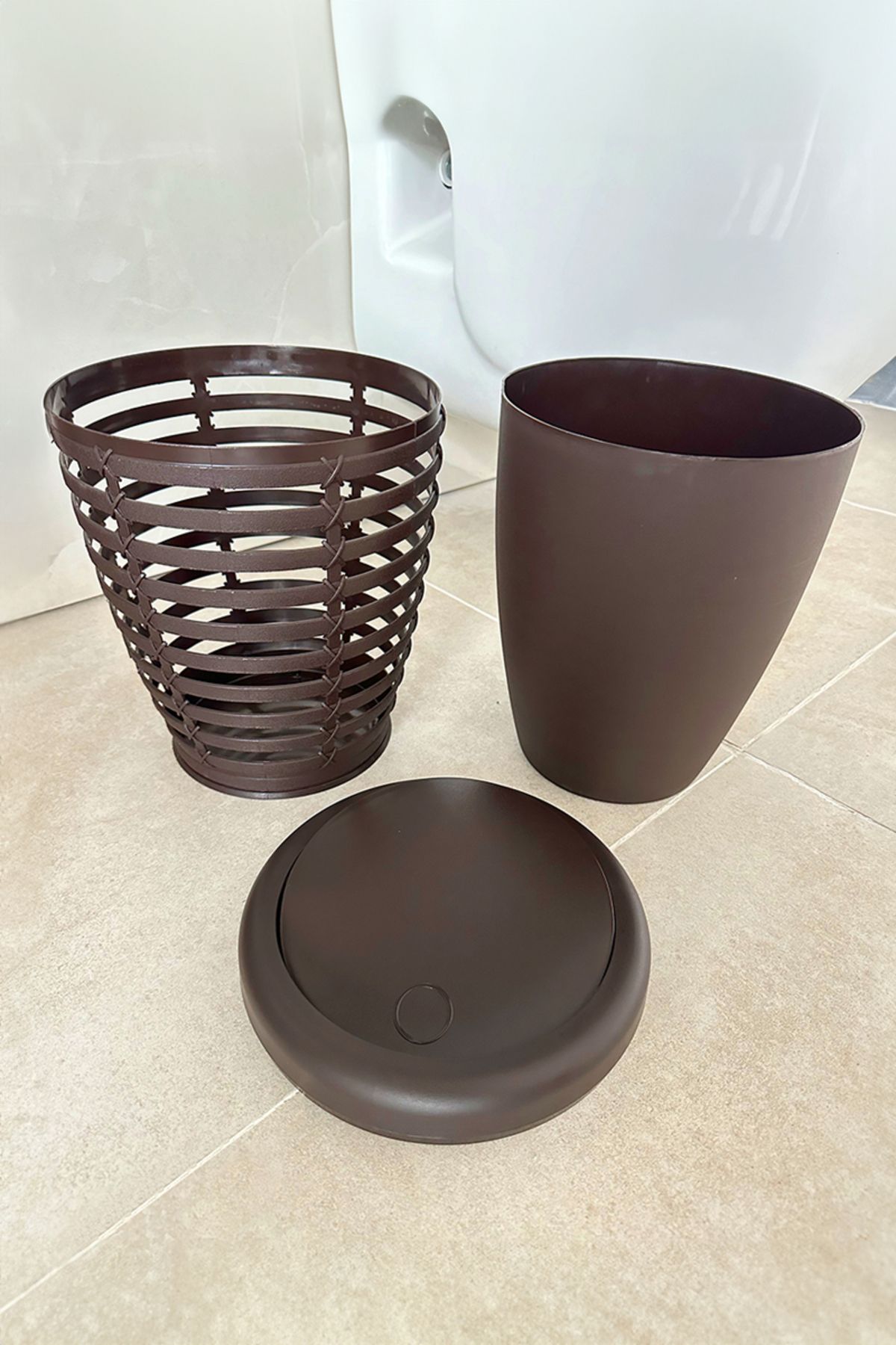 Prima Nova-Coș de gunoi cu palmier colorat cafea de 7,5 litri cu capac pivotant - pentru baie, bucătărie, birou 4