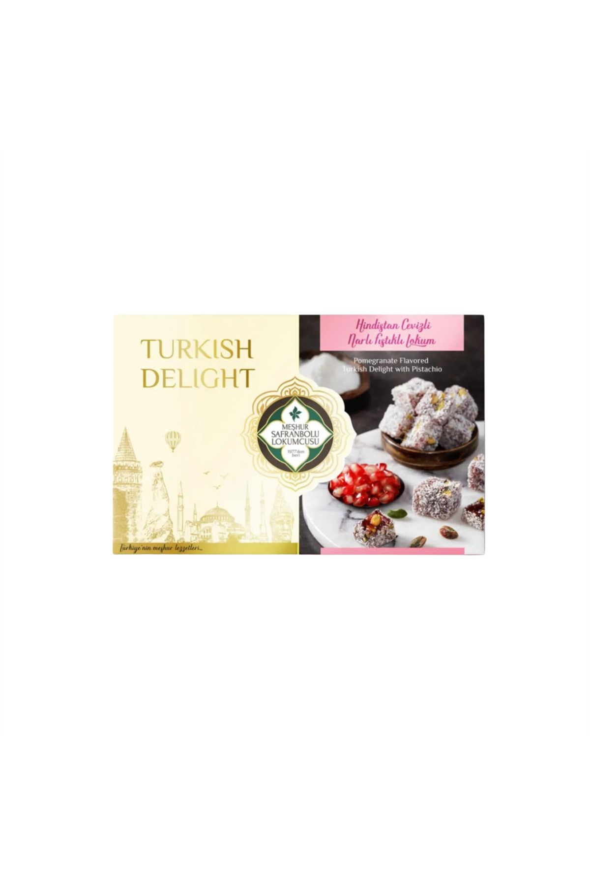 MEŞHUR SAFRANBOLU LOKUMCUSU Nar Aromalı Fıstıklı Lokum 400 gr Meşhur Safranbolu Lokumcusu