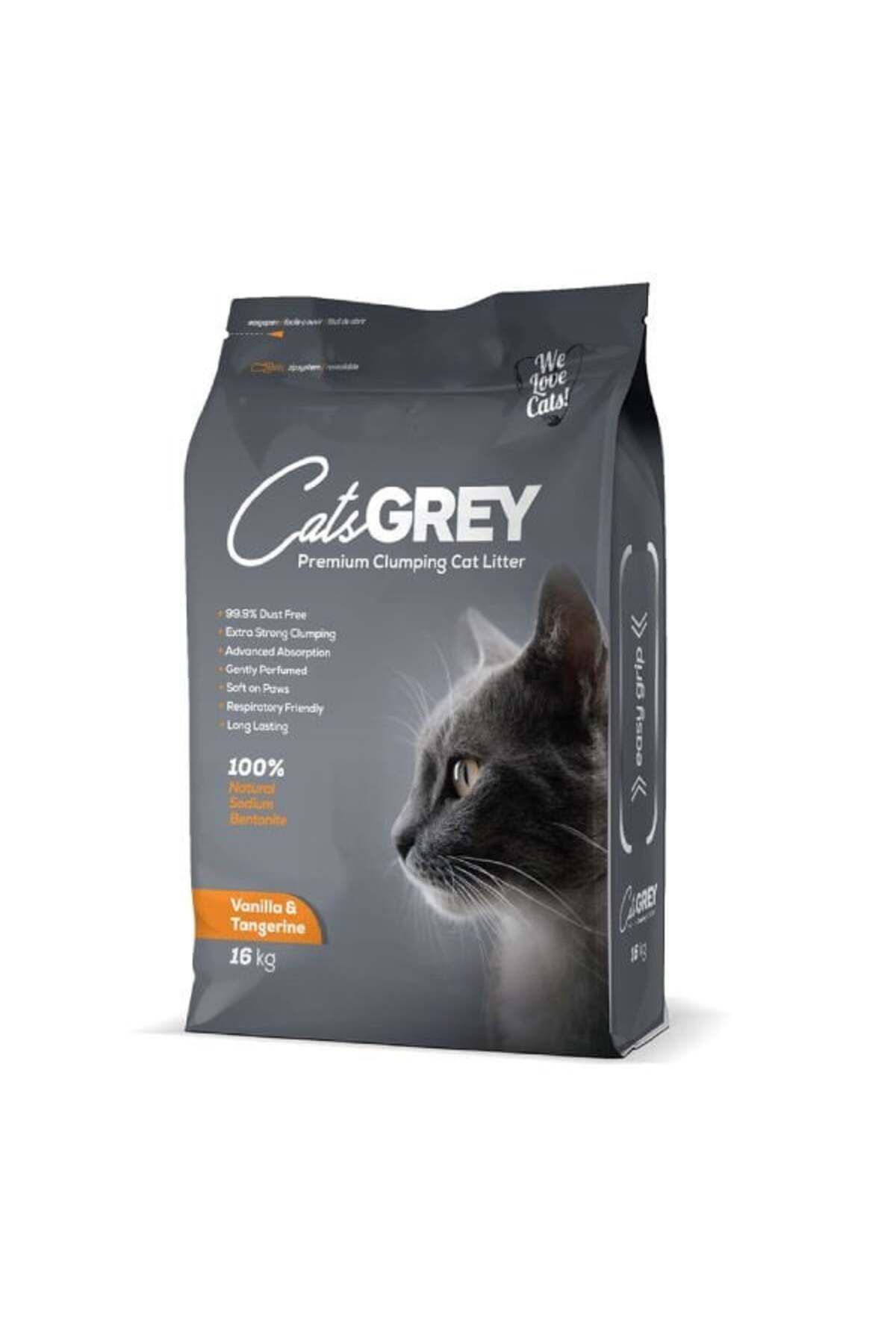 Mestore Cats Grey Premium Vanilya ve Mandalina Kokulu Tozsuz Topaklanan İnce Taneli Bentonit Kedi Kumu 16 Kg