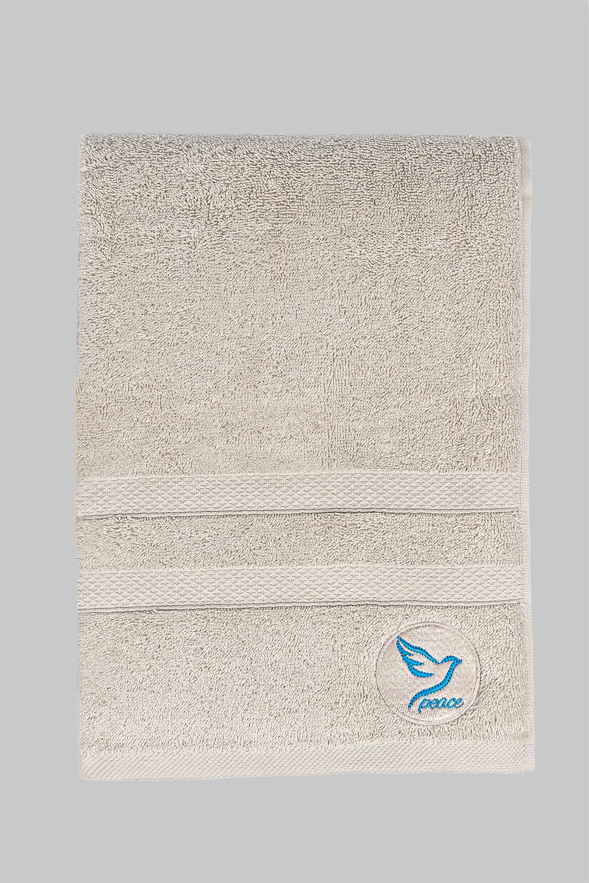 MODA Havlu -bej Renk- Peace Desen 70 X 140 Banyo Havlusu