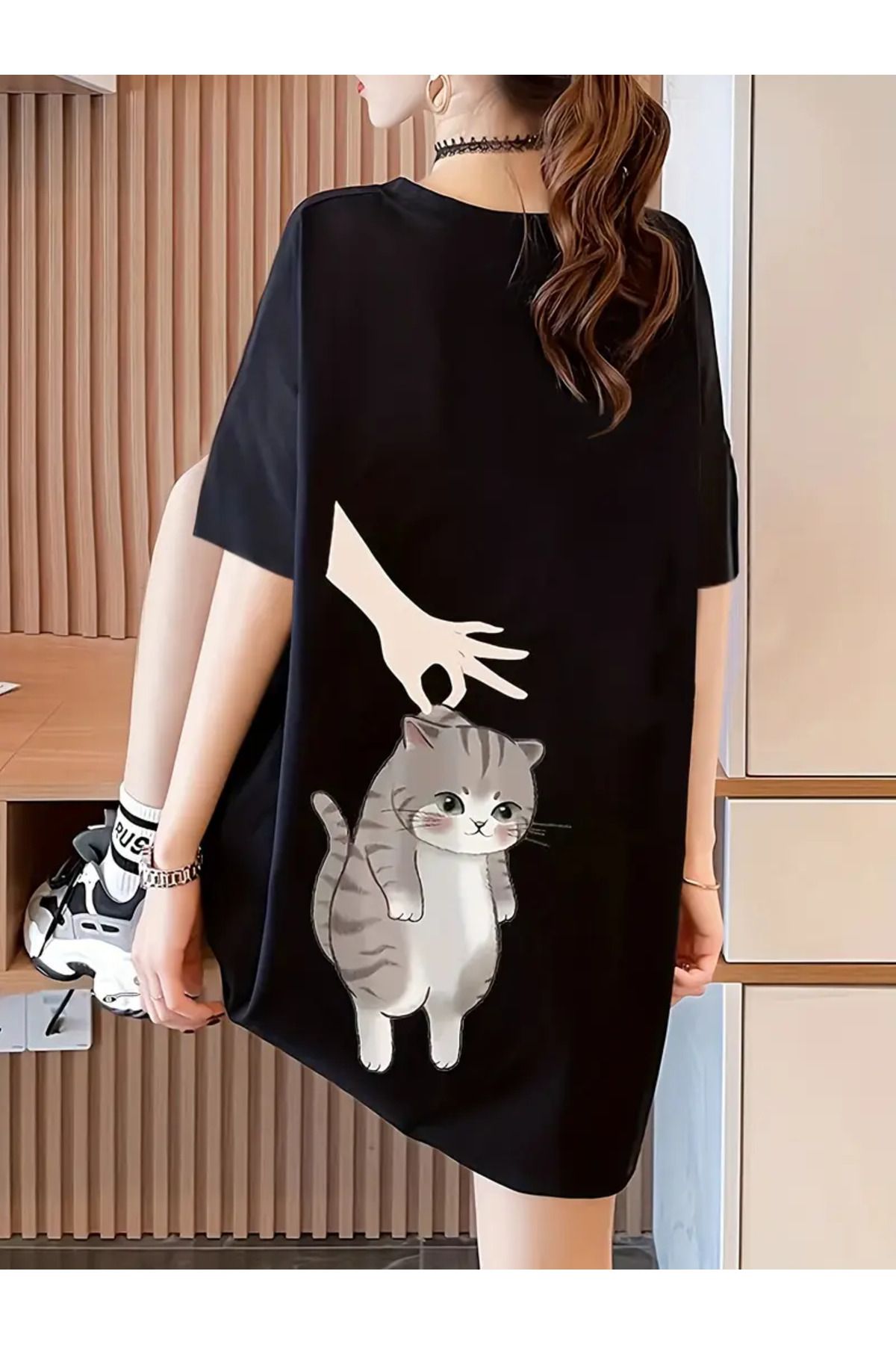 LUNAVISTA Yaramaz Kedi baskılı oversize t-shirt