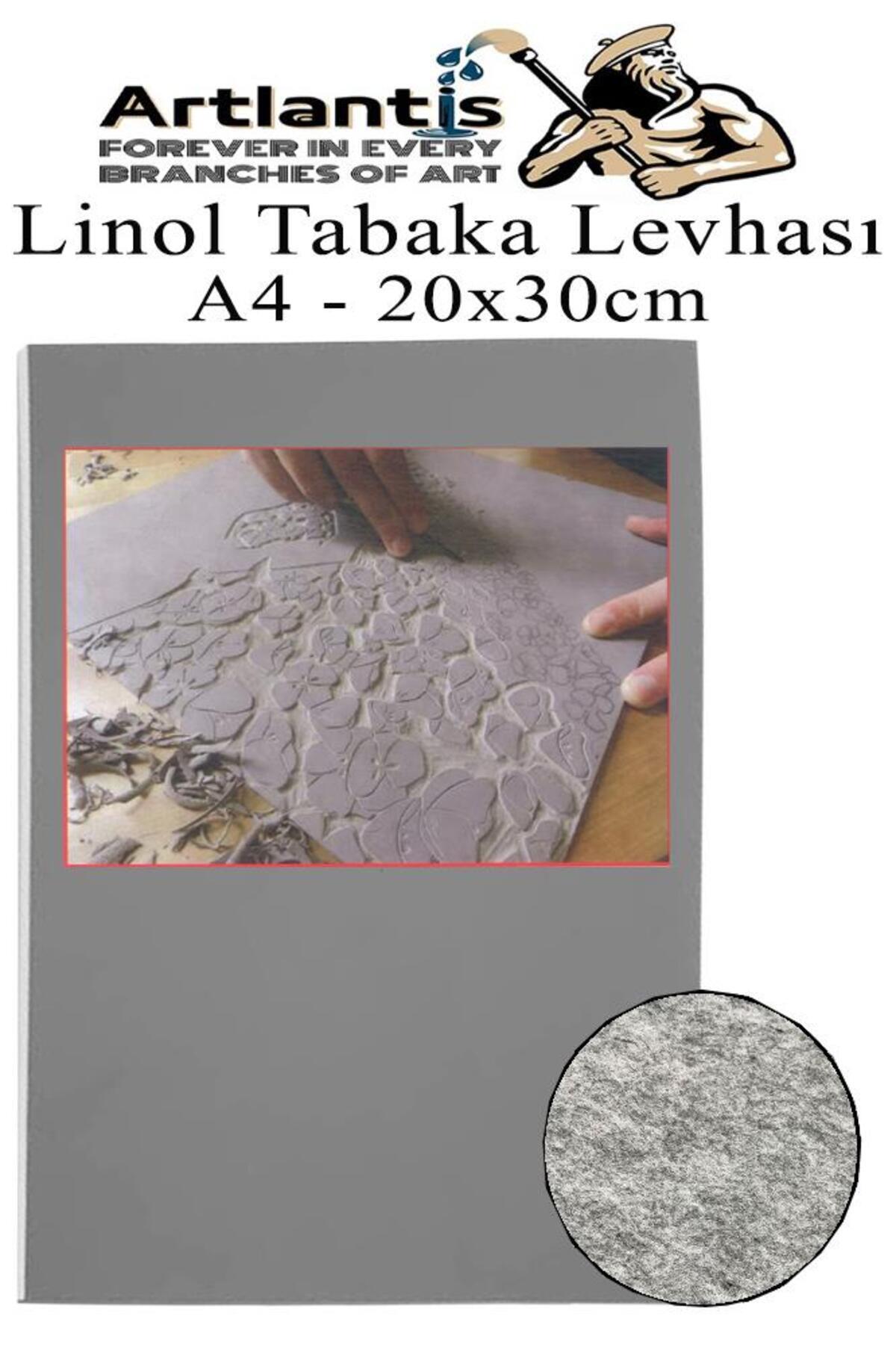 Artlantis Linol Tabaka Levhası A4 20X30 cm 2mm Gri 1 Adet Linolyum Tabaka Gri Linol Muşamba Baslı Levha