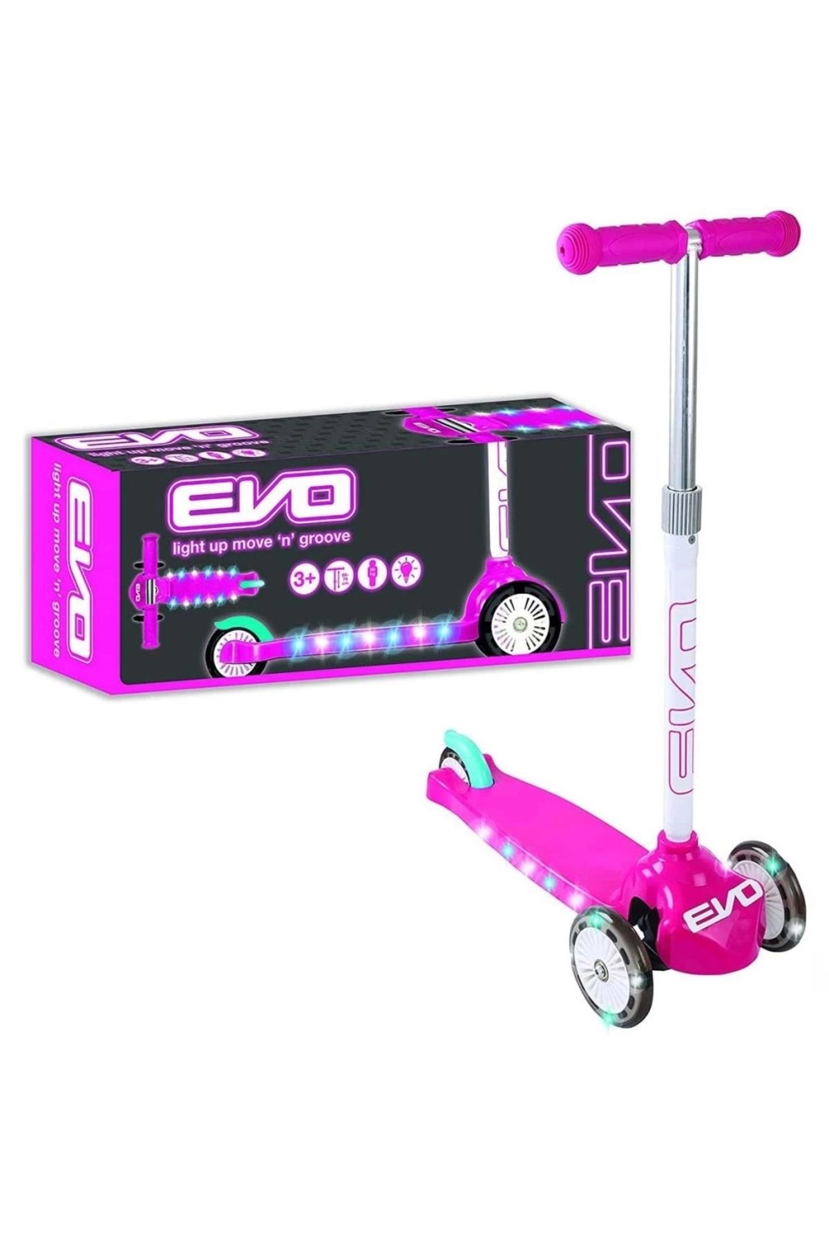 TWOX Çocuk Evo Işıklı Move N Groove Pembe Üç Tekerlekli Scooter