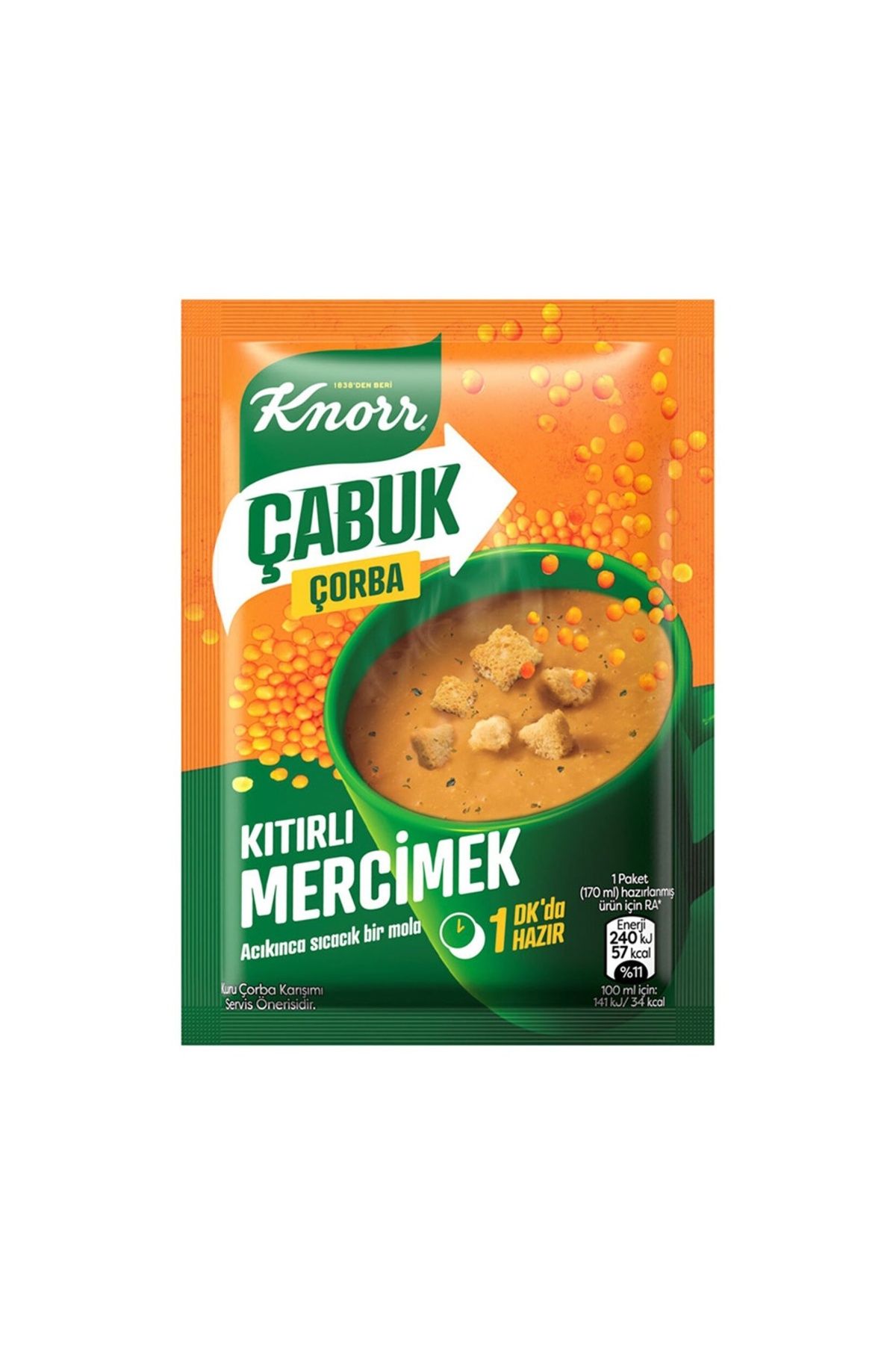 Knorr çabuk çorba Kıtırlı Mercimek 22 Gr Paket (20 Adet)