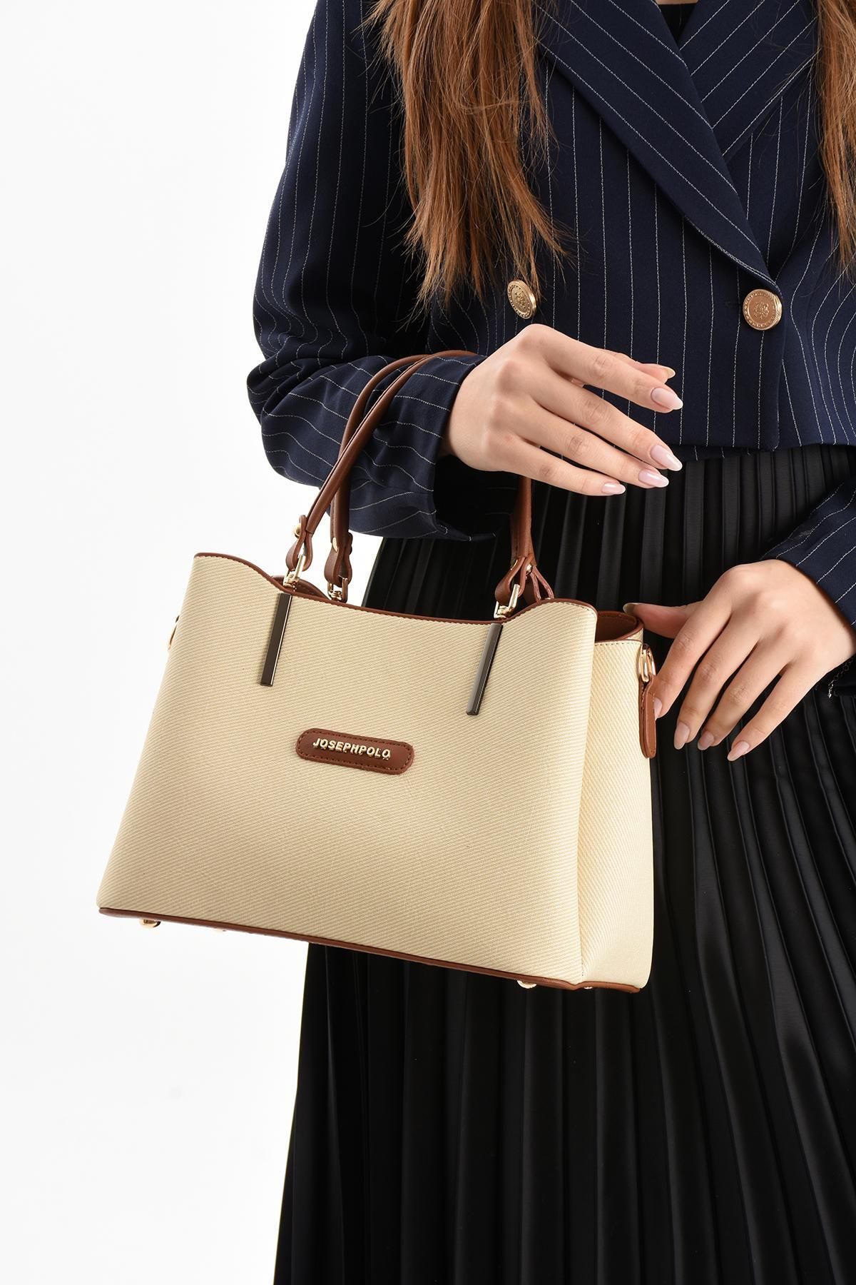 STYLE BAGS JosephPolo Cemre Krem Kadın Omuz Ve Çapraz Çantası 19x29 Ebatında