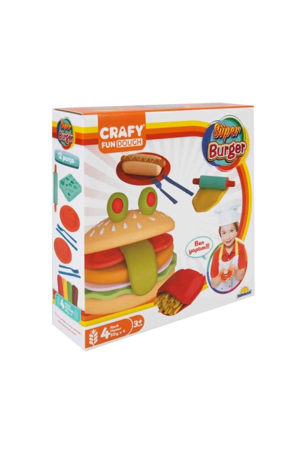 TWOX Çocuk Crafy Süper Burger Oyun Hamuru Seti 200 gr. 12 Parça