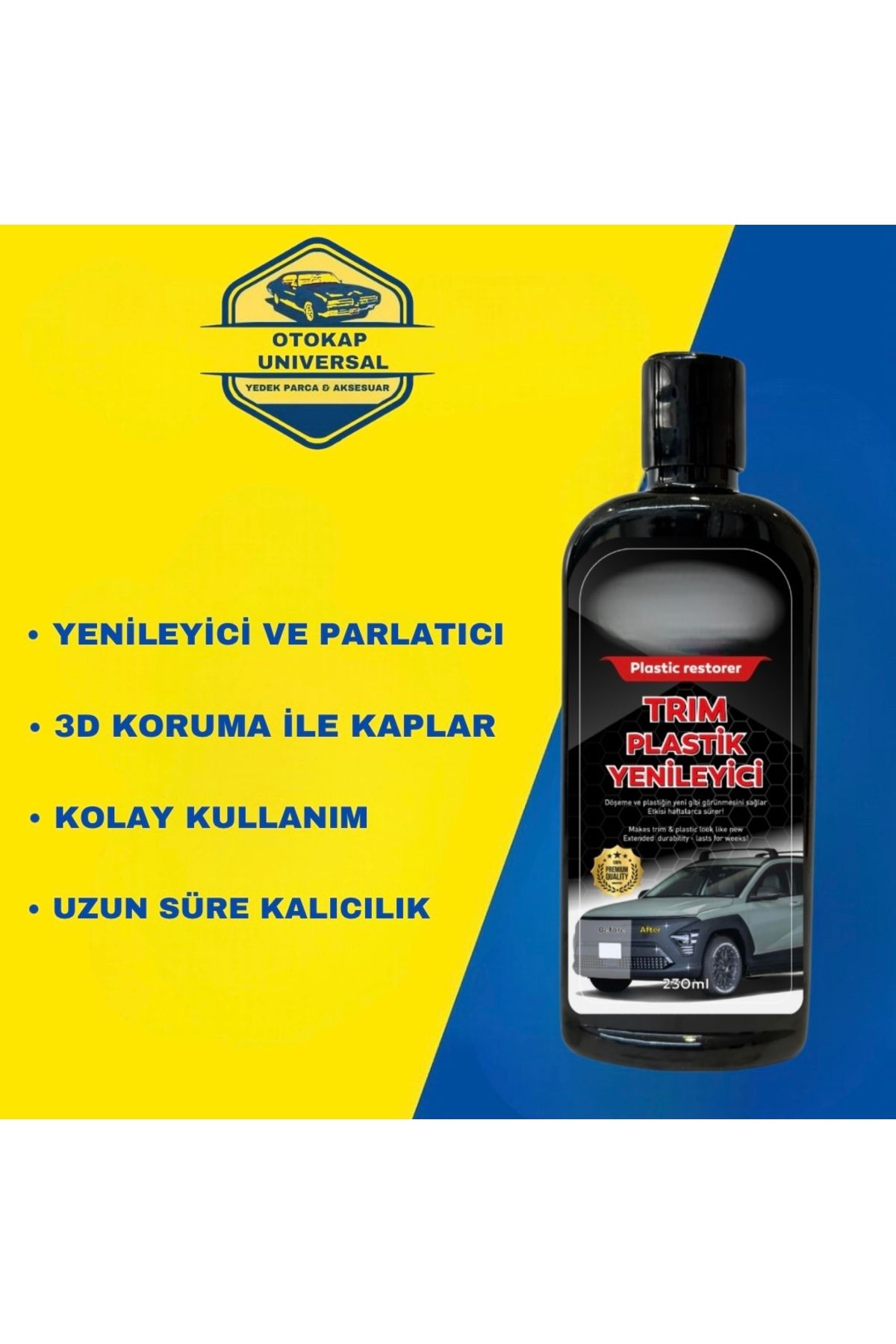 KAPOTO Oto Trim Plastik Yenileyici Parlatıcı Ve Onarıcı 230Ml