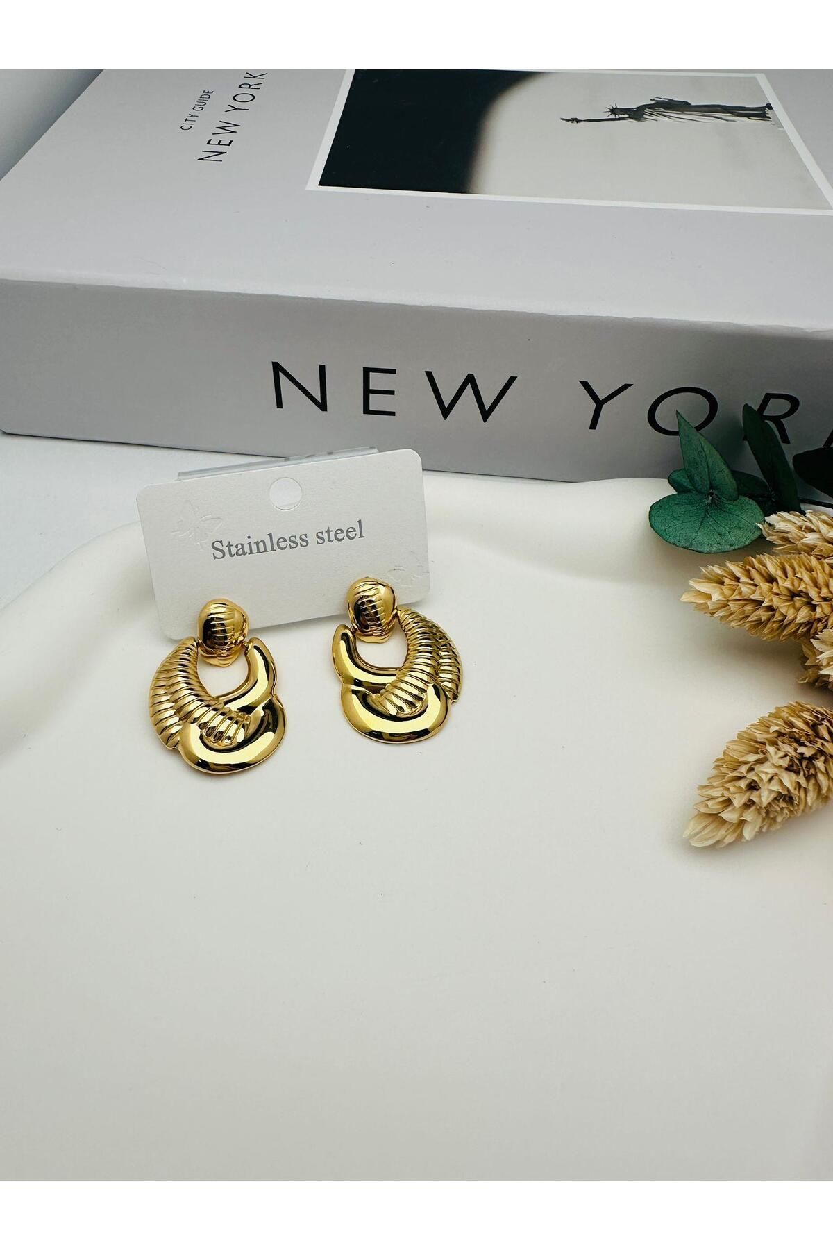 HEDİYELANDY Çelik Küpe (Gold) Kp497