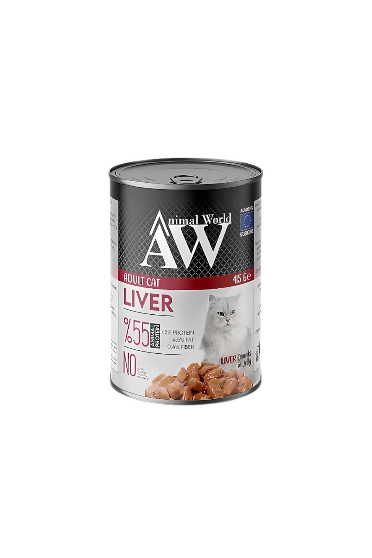 Animal World Ciğerli Yetişkin Kedi Konservesi 415 Gr (24 Adet)