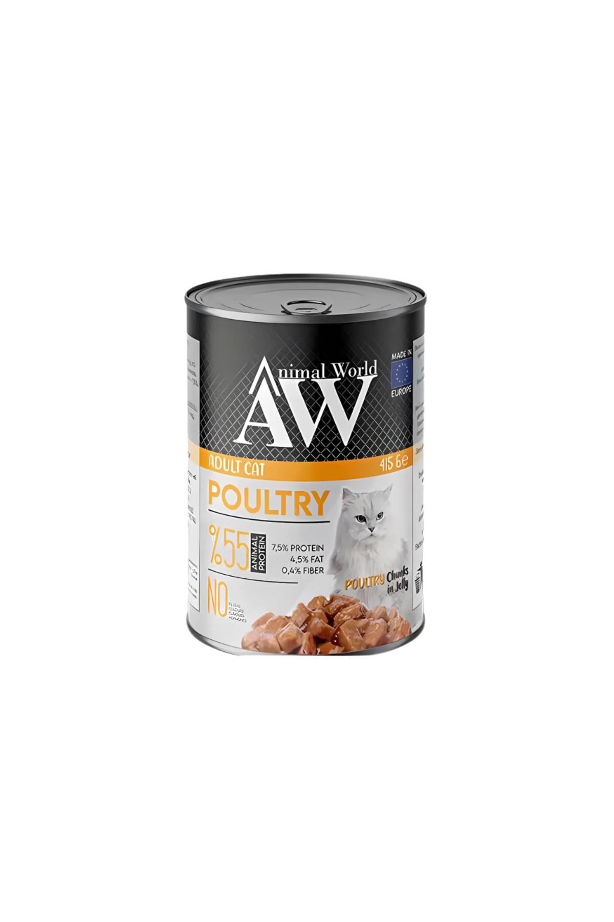 Animal World Tavuklu Yetişkin Kedi Konservesi 415 Gr (24 Adet)