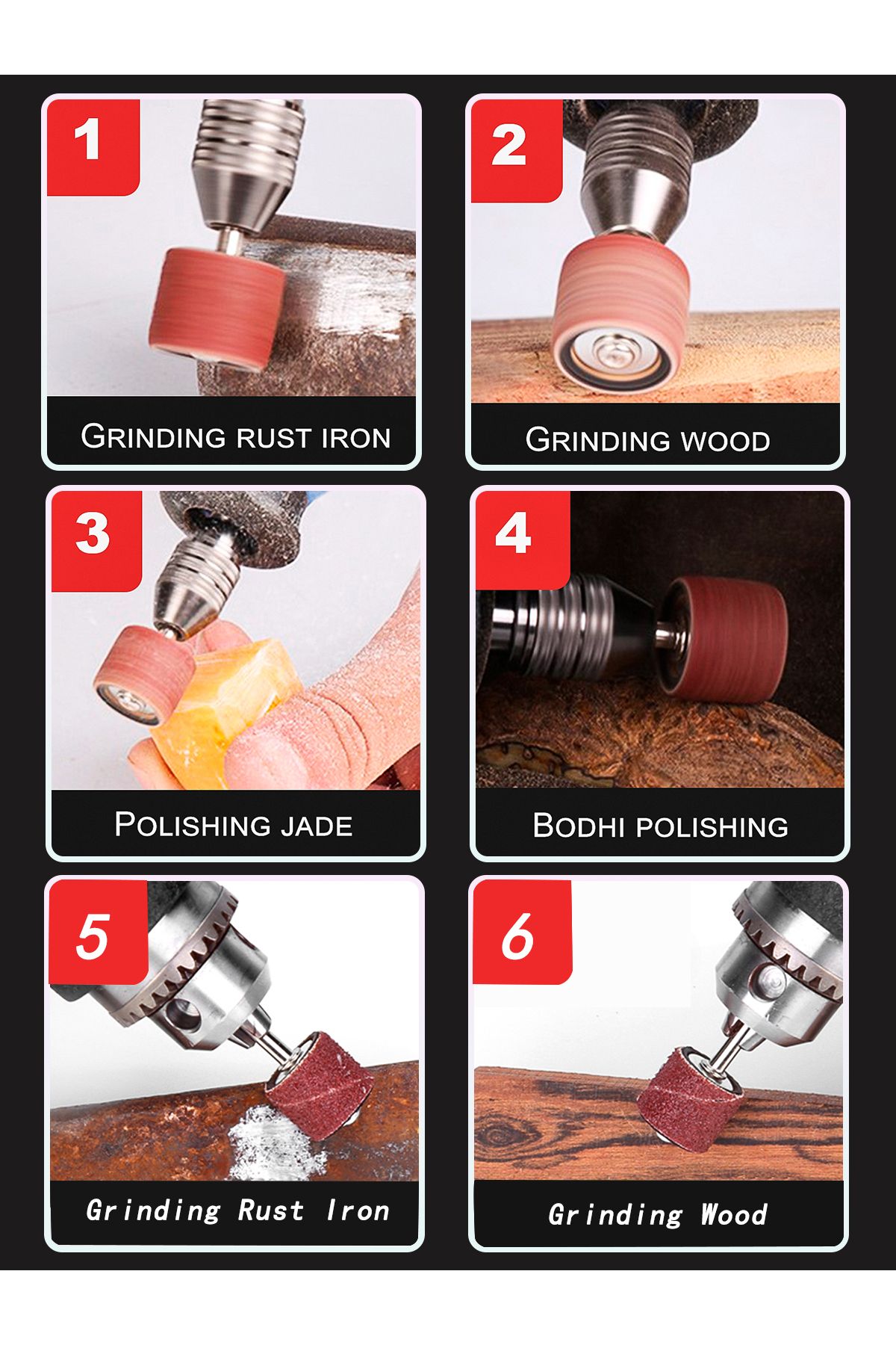 Choice-مجموعة أسطوانة الصنفرة M 551 قطعة لأداة دوارة، وأكمام أشرطة الصنفرة مع دعامات الأسطوانة والإحكام الذاتي. 8