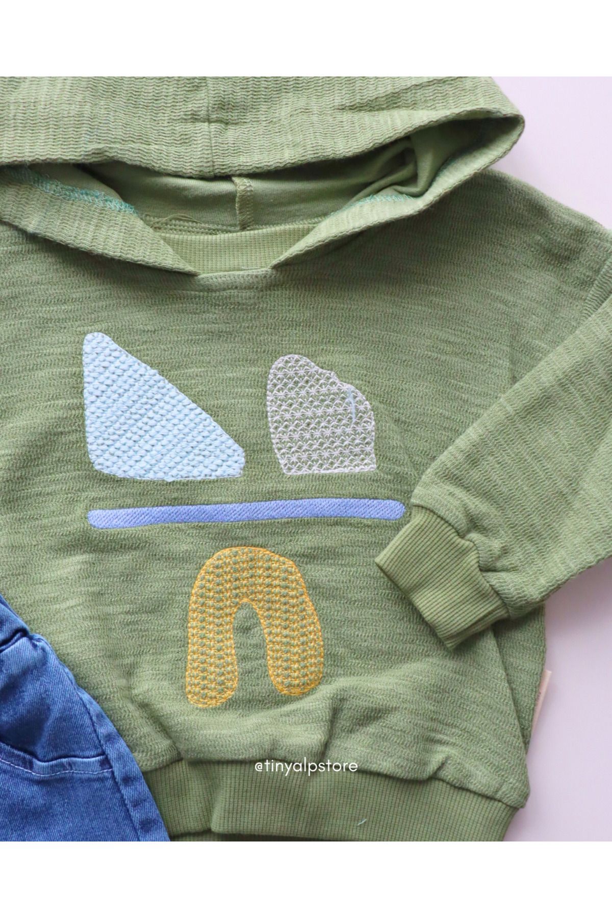 Necix's-Basic Asymmetrical Design Pattern Hooded Jeans Baby Boy Set of 2 3