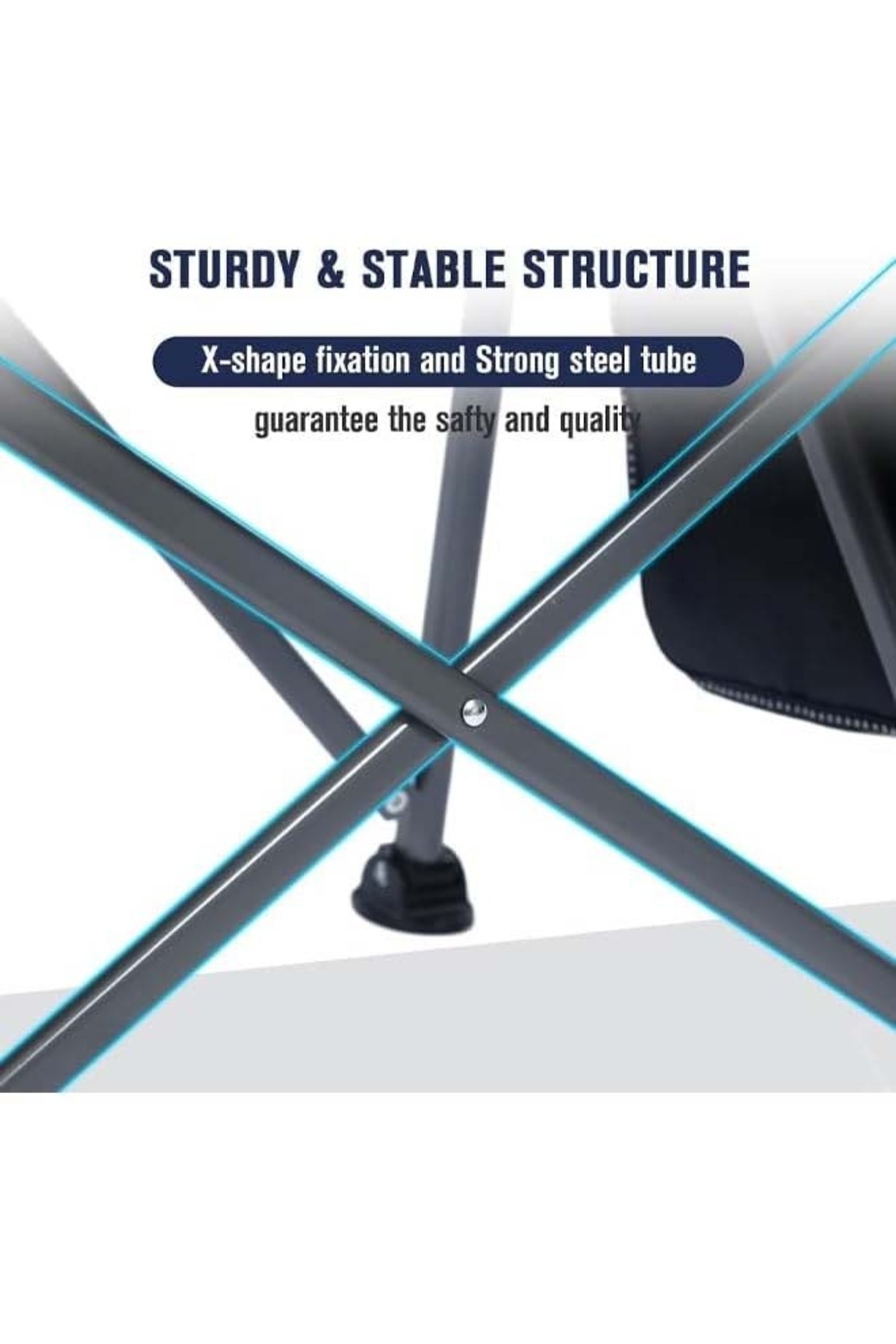 كرسي تخييم قابل للطي مع جيب تخزين جانبي وحامل أكواب ومسند ذراع مبطن