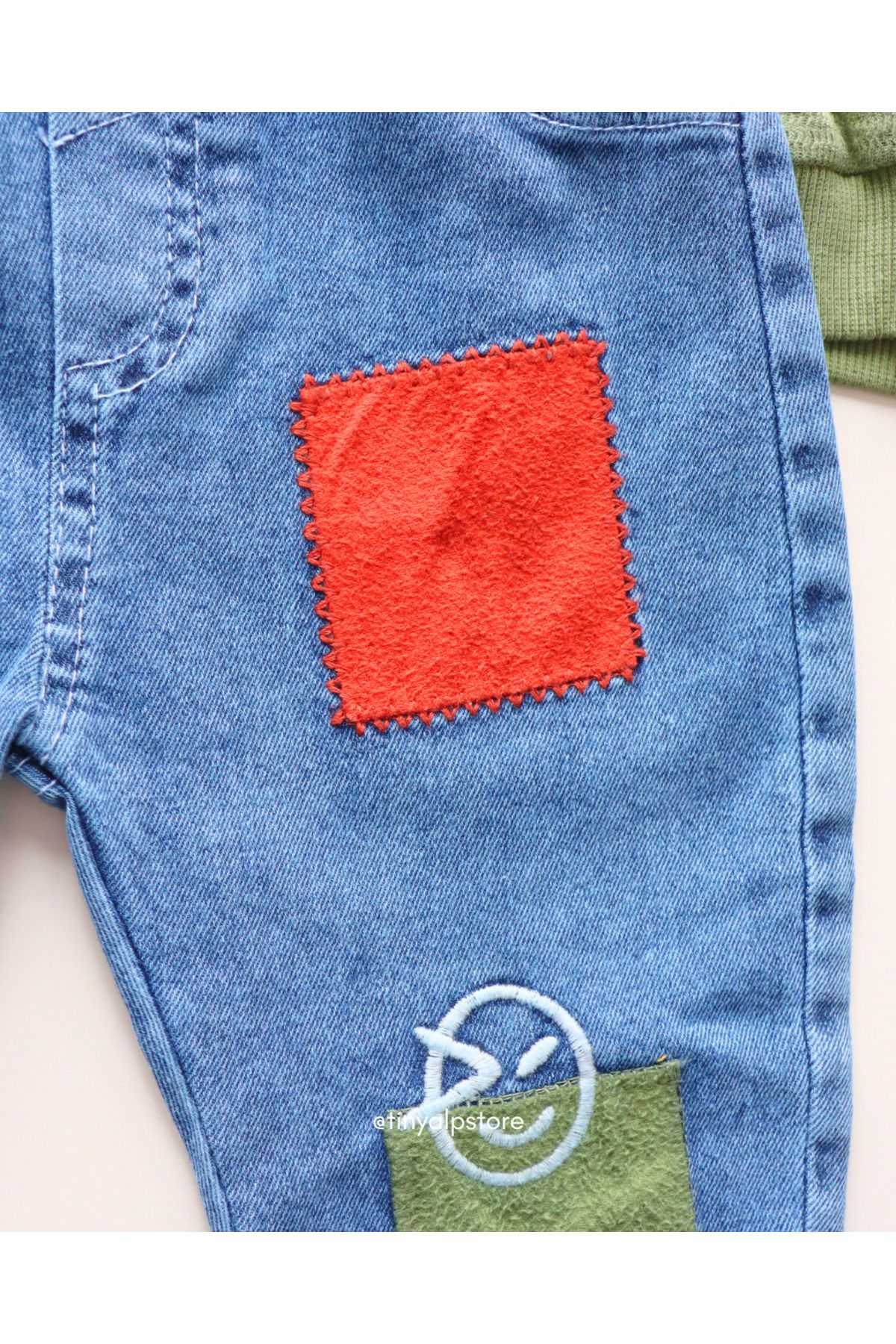 Necix's-Basic Asymmetrical Design Pattern Hooded Jeans Baby Boy Set of 2 6