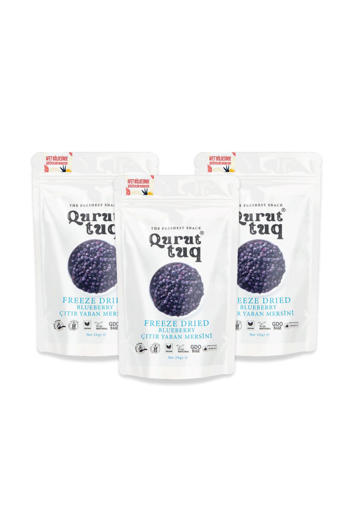 QuruttuQ 3'lü Paket Freeze Dried-Dondurularak Kurutulmuş Çıtır Yaban Mersini 3x20gr