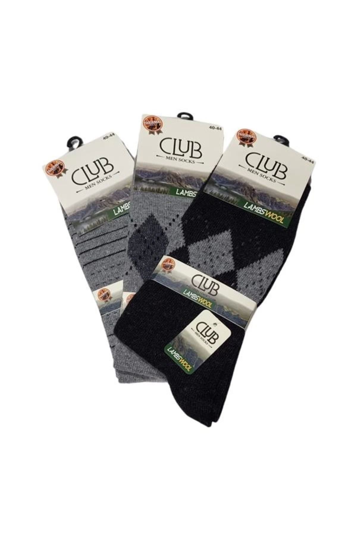 dalinda Club Lamswool Yün Erkek Kışlık Çorap 3 Adet