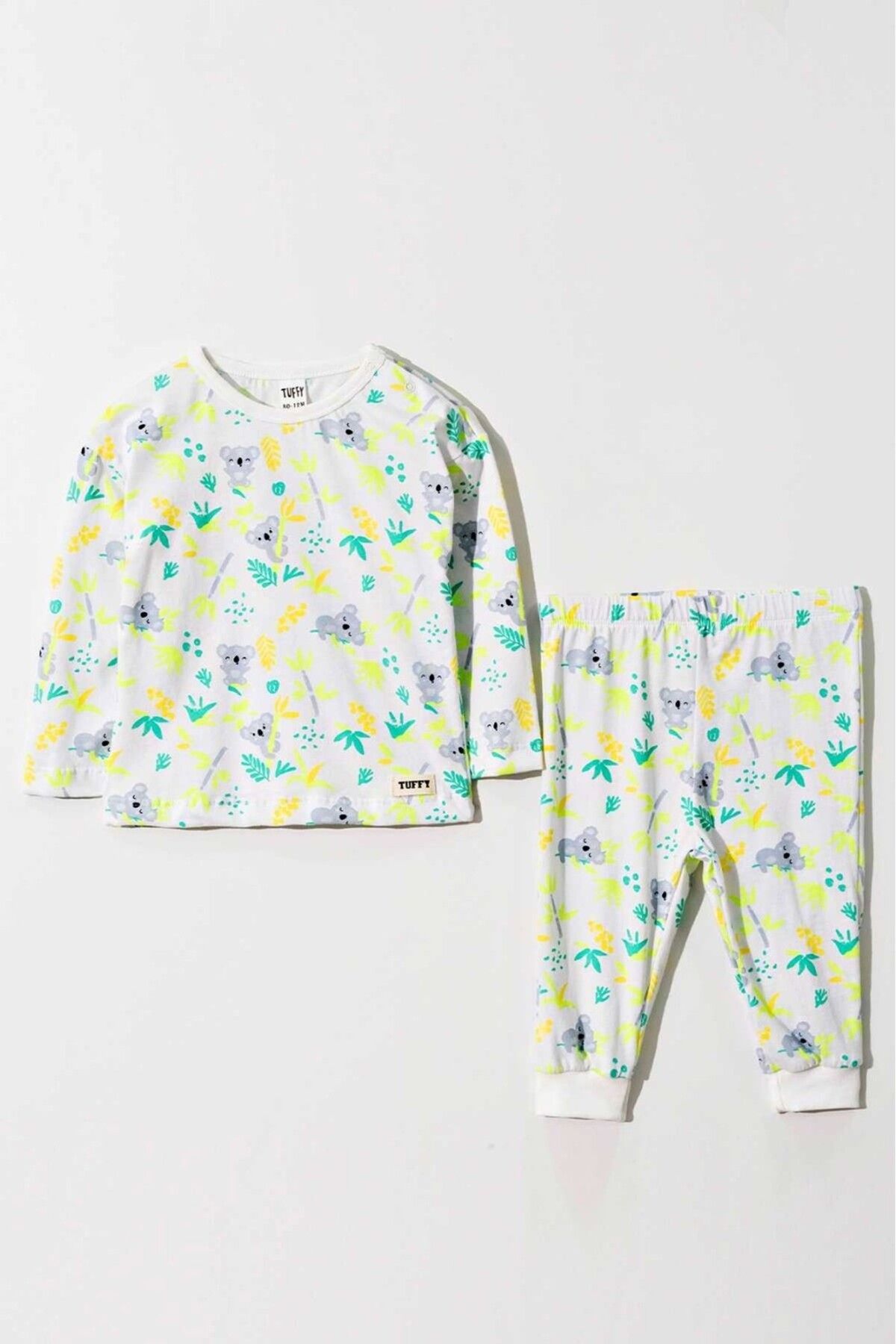 Erkek Bebek Koala Desenli Beyaz Pijama Takımı