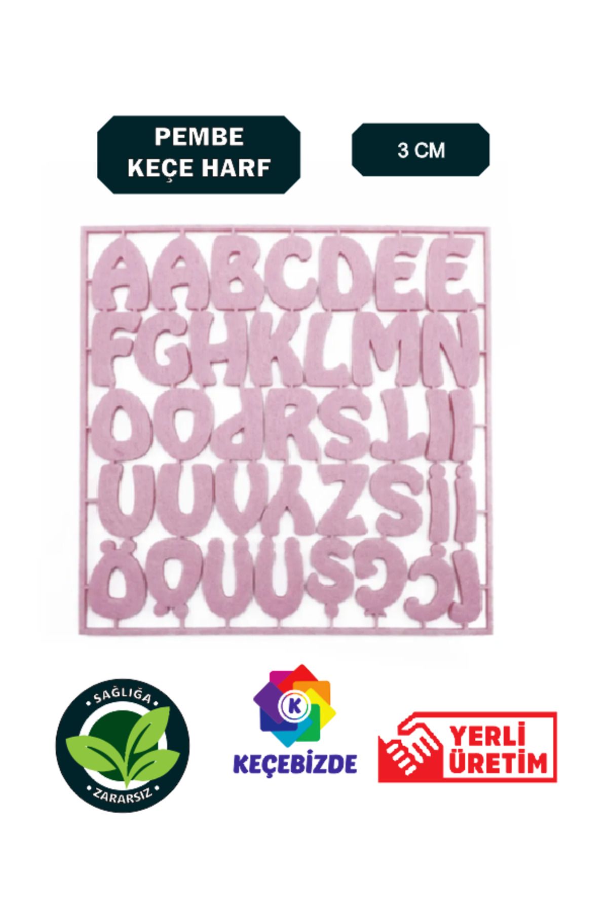 KeçeBizde KEÇE HARF  3 CM - PEMBE