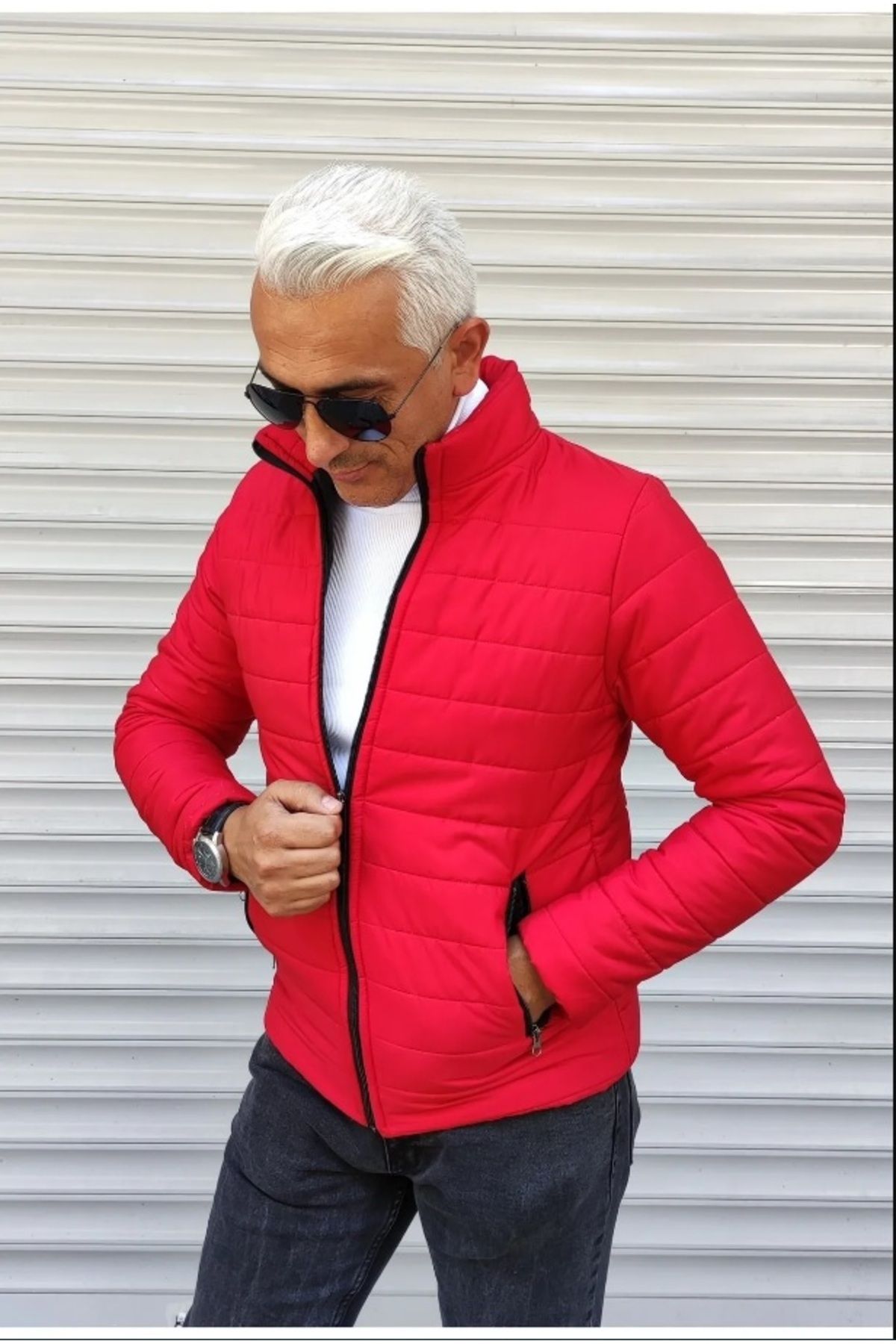 Gameyal-Slim Fit Jacket with Inflatable Horizontal Stripes 5