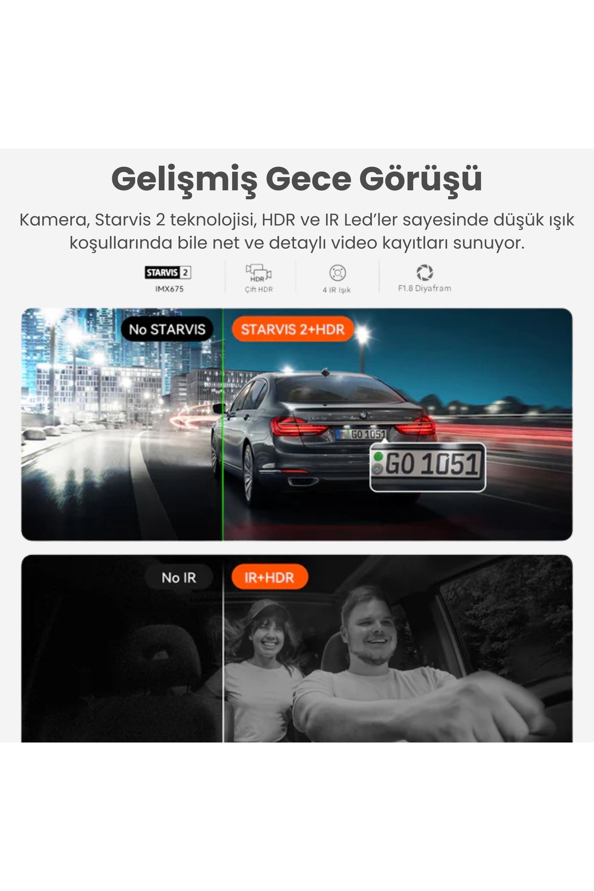 VANTRUE Nexus 2x 2k Fhd/ Gps/ Wi-fi/ 160 Dere Ultra Geniş Açı/ Çift ...