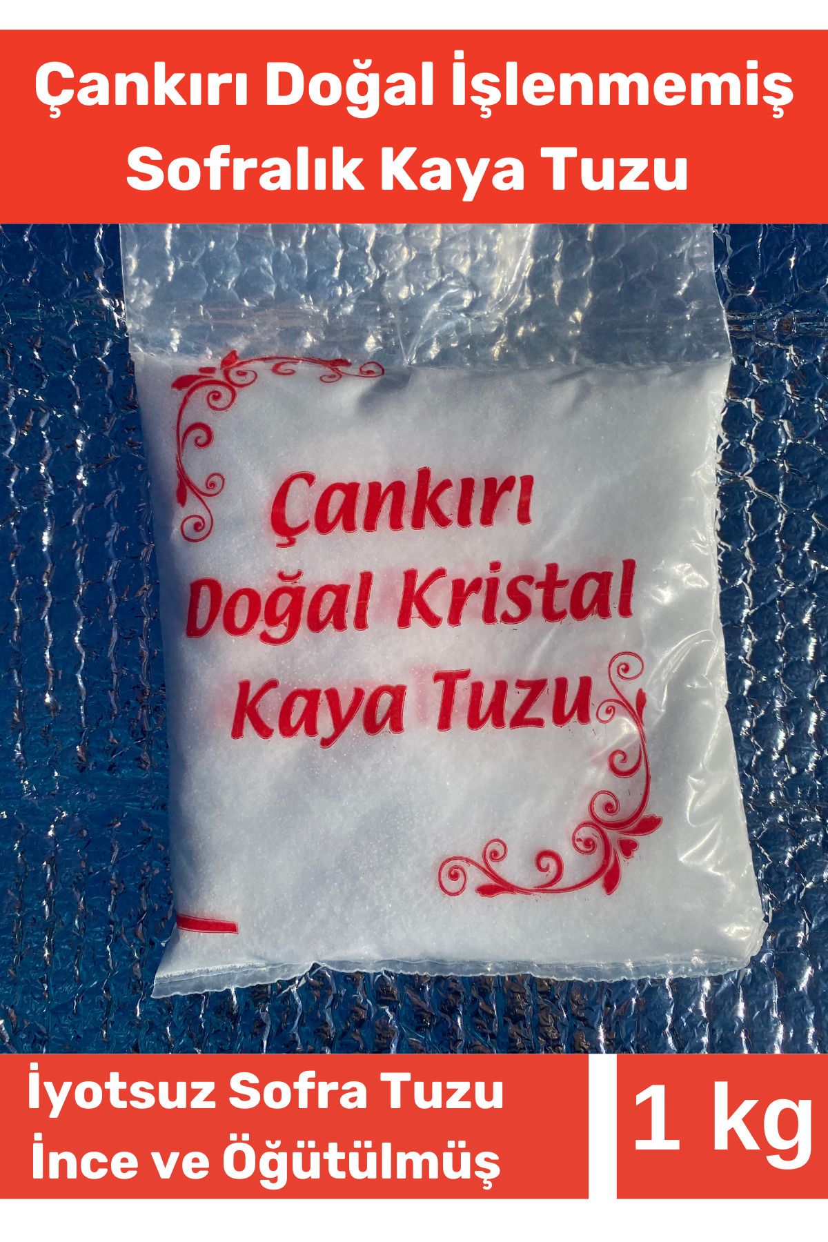 chesstra Çankırı Doğal Kristal Taş Değirmende Öğütme İyotsuz İşlenmemiş Sofralık Kaya Tuzu 1 kg