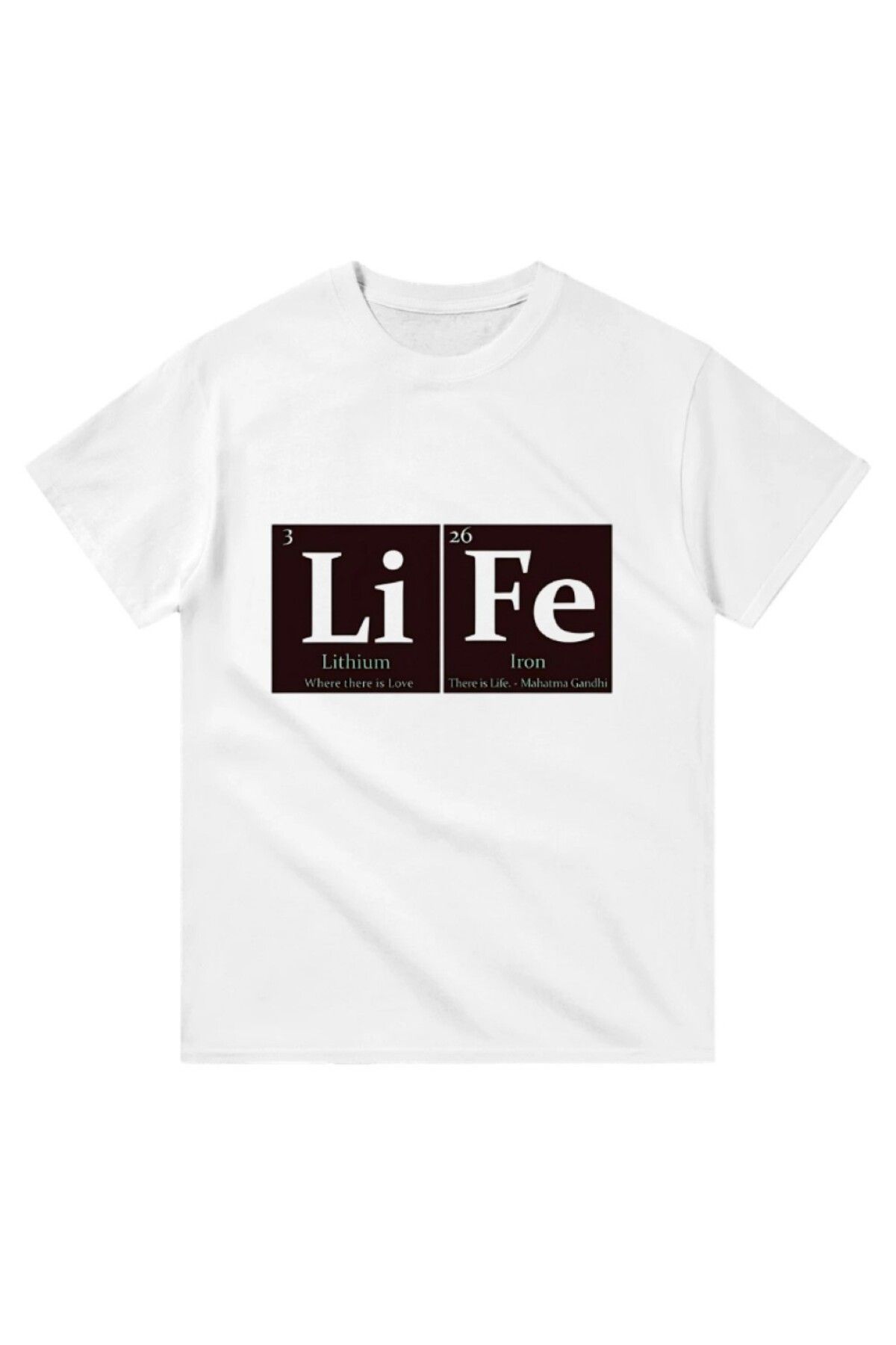 Cooqpoo LİFE Kimya Logo Baskılı XS-S-M-L-XL-2XL Beden Kadın Erkek Unisex Pamuklu Beyaz Tshirt