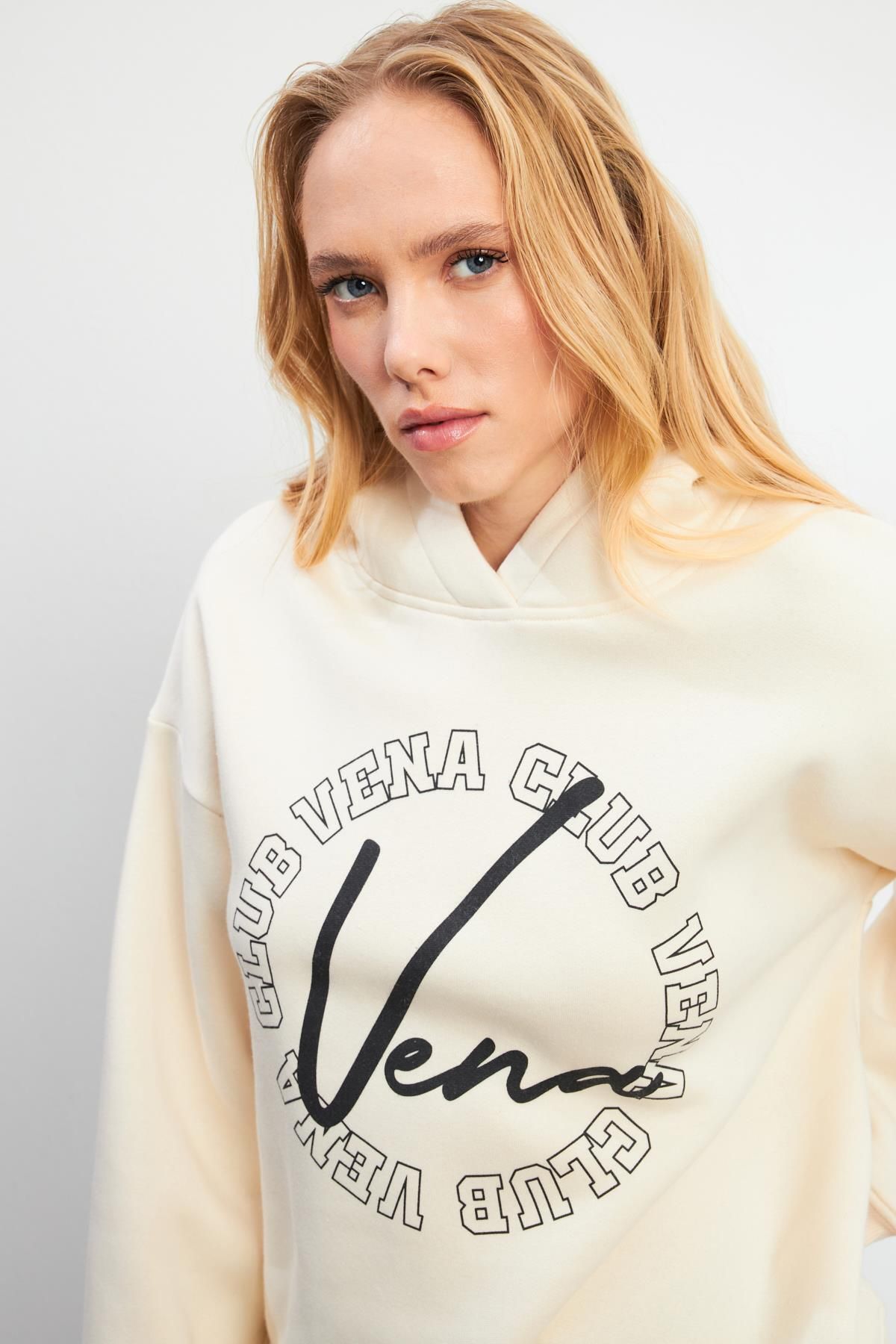 VENA Club Baskılı Sweatshirt - KEMİK