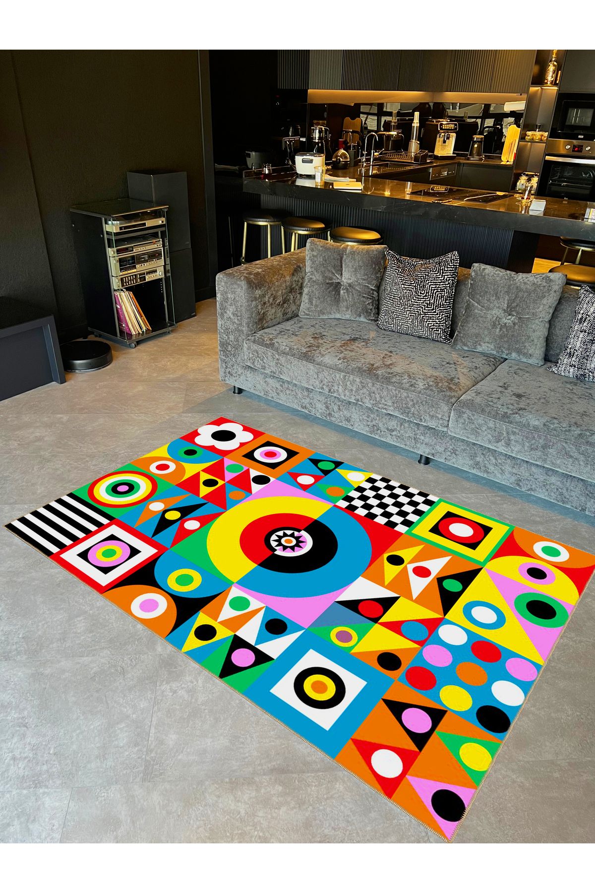 Rugs Modern Halı Buse Koleksiyonu Çok Renkli Geometrik Şekiller Desenli Dokuma Taban Modern Dekoratif Halı buse15