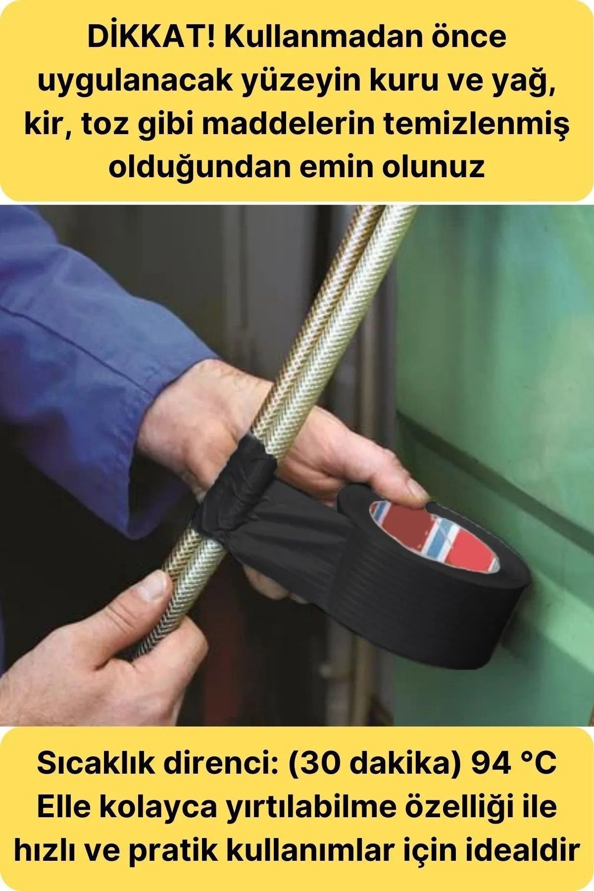 ömer hırdavat VEGE - 3 adet SİYAH - TAMİR YALITIM BANTI , DUCT TAPE TAMİR, HOBİ, AĞIR AMBALAJ - 5CM X 10MT