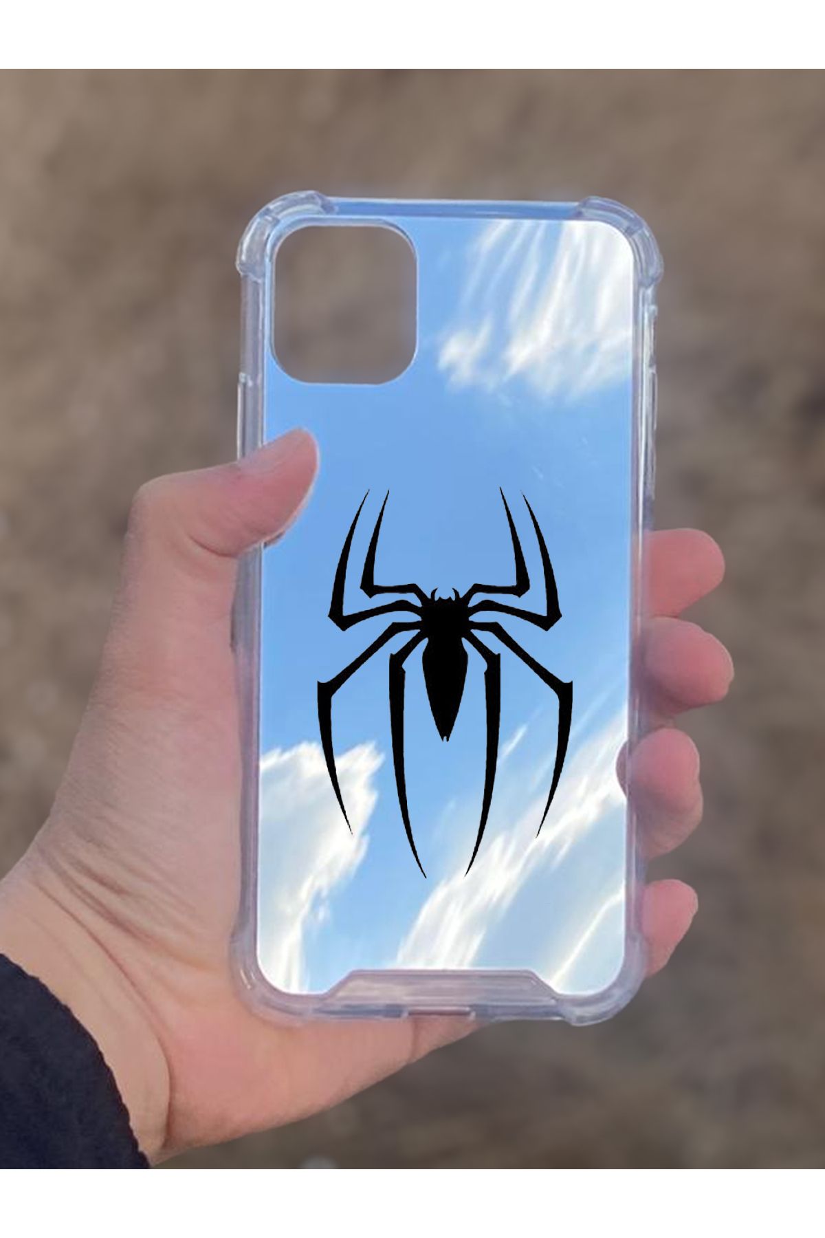 BD DİGİTAL İphone 11 Uyumlu Aynalı Spider Desenli Darbe Kamera Korumalı Silikon Telefon Kılıfı