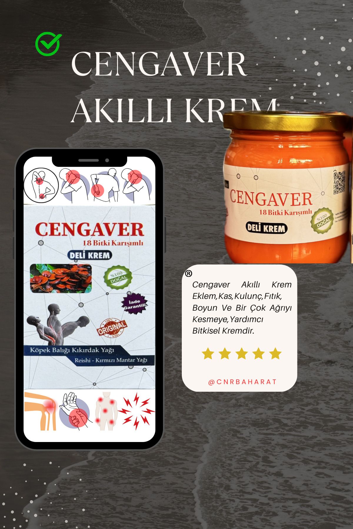 CNR Baharat Cengaver Deli Krem Kulunç, Eklem, Boyun, Bel ,fıtık , Ağrı Giderme Yardımcı Kesici