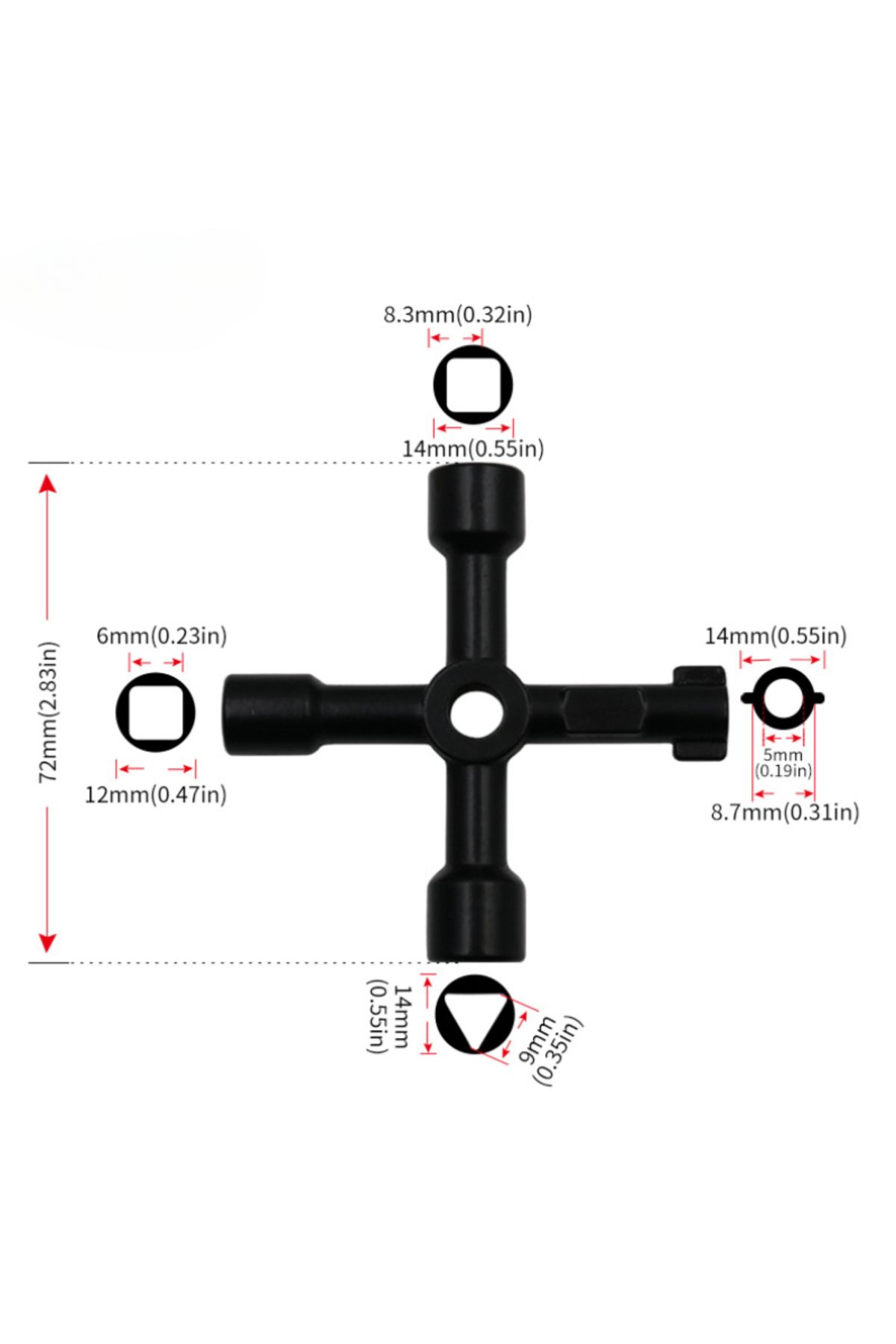 Choice-4 In 1 Multifunction Electrician Plumber Utility Cross Switch Wrench Universal Square Triangle Ke... 7