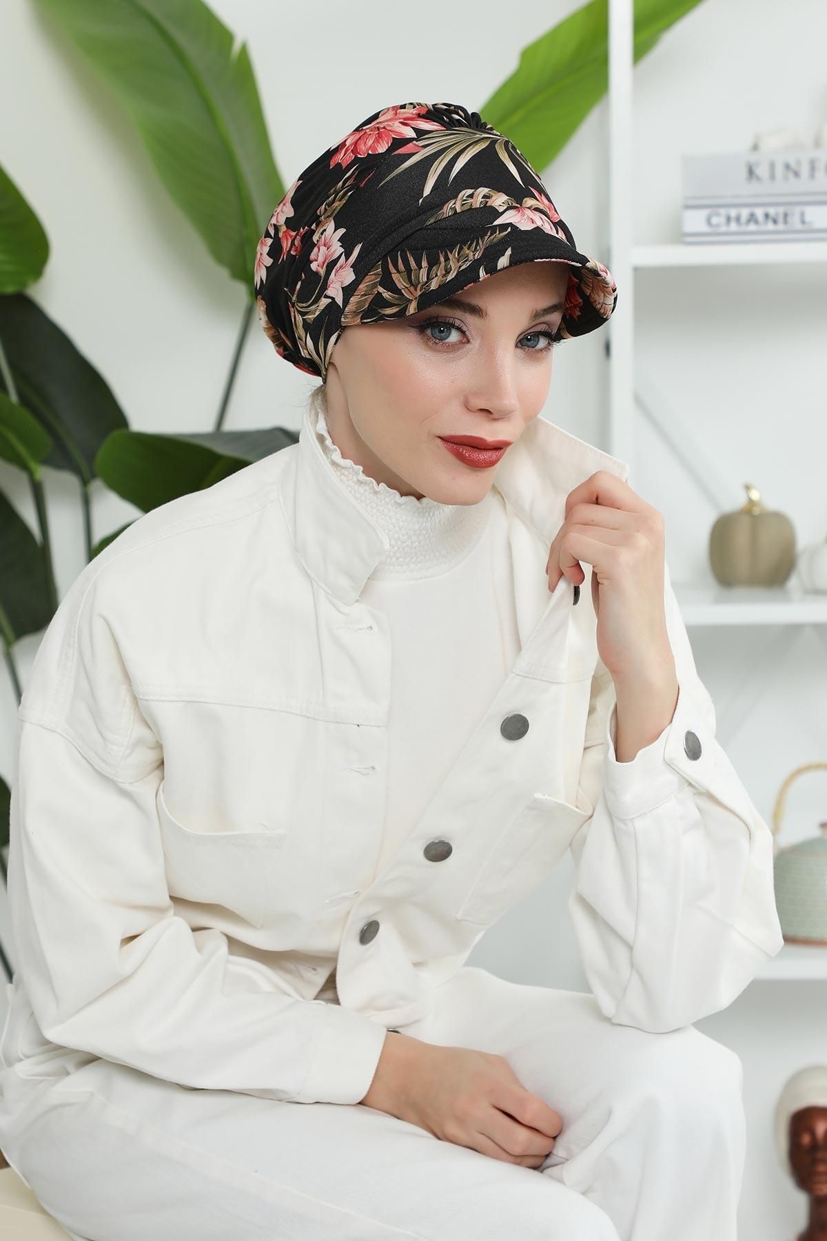 Aisha's Design-Pălărie cu vizor din bumbac pieptănat cu model - Bonnet, B-73YD 5