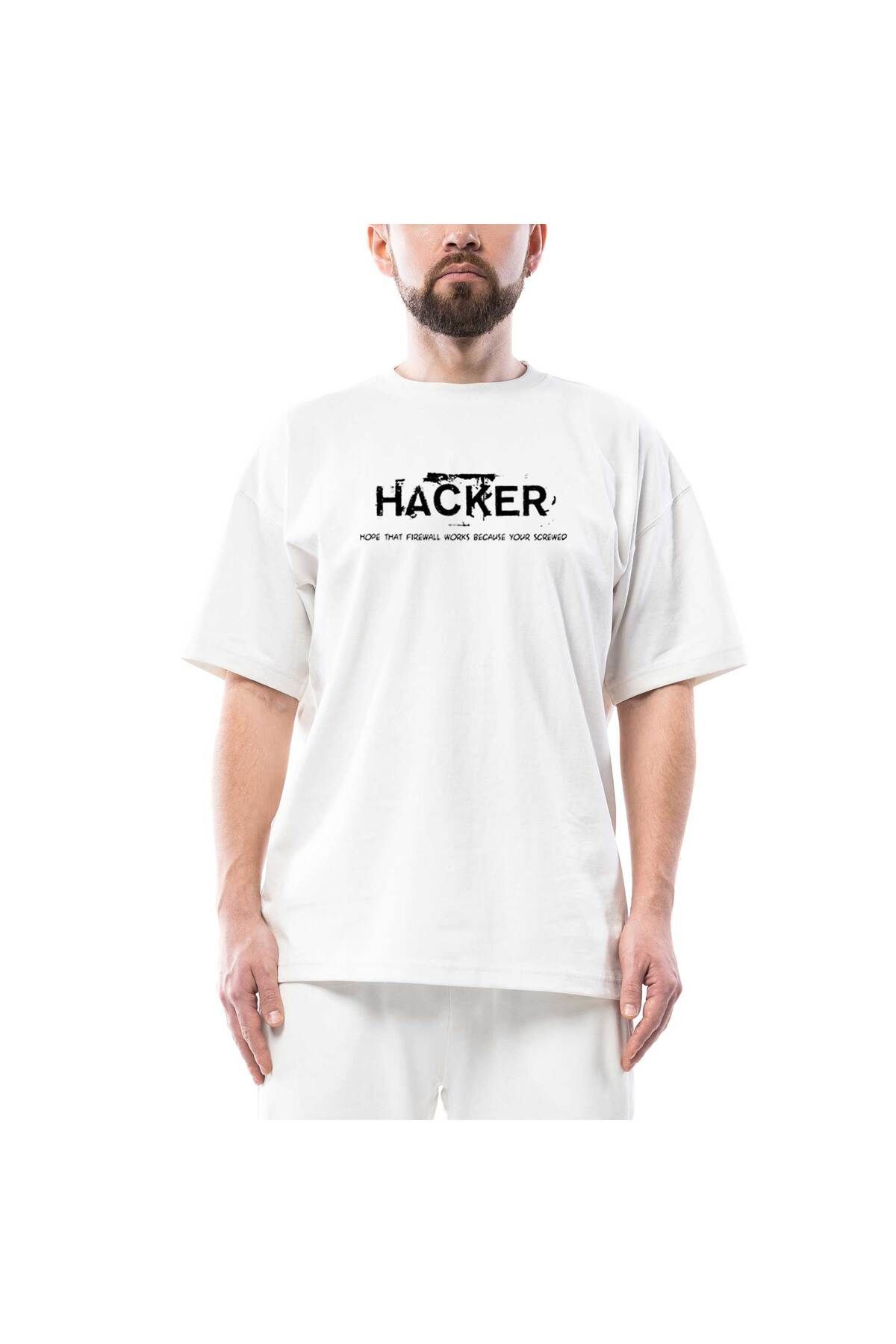 Z zepplin-Λευκό μπλουζάκι Hacker Friwall Oversize 1