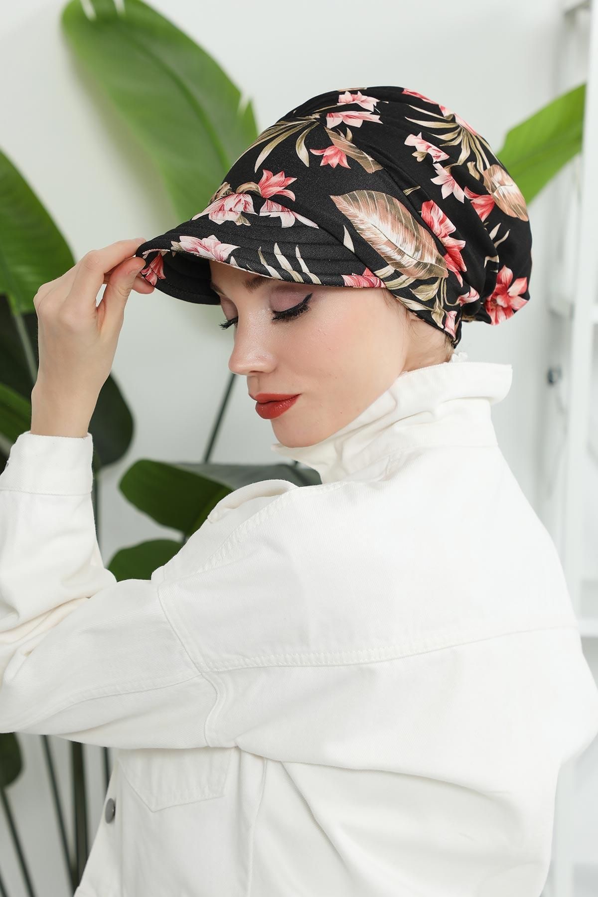 Aisha's Design-Pălărie cu vizor din bumbac pieptănat cu model - Bonnet, B-73YD 4