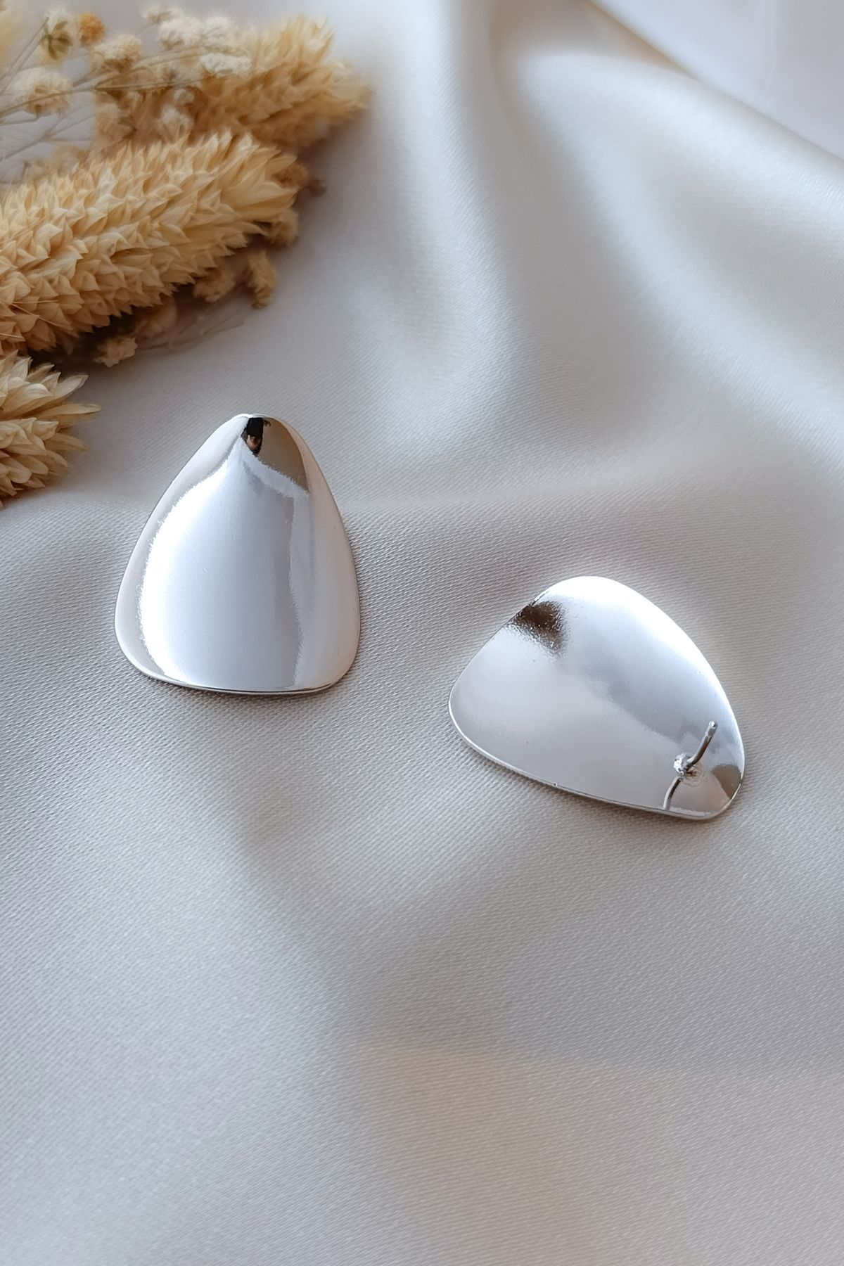 COSİTA-Silver Shiny Minimal Casual Design Luxury Earrings 4