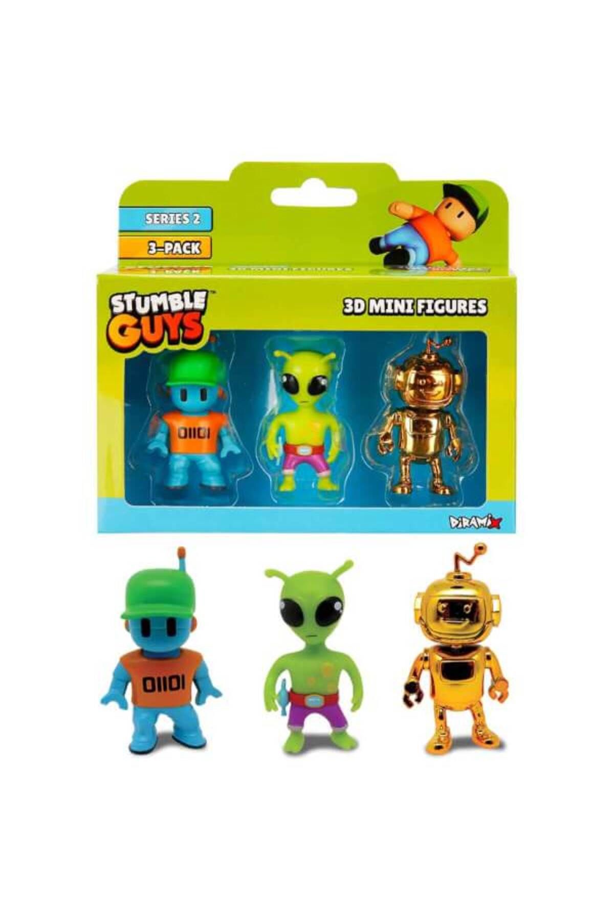 Stumble Guys 3’lü Mini Figür Seti S2 TUY15000 Robot Guy-Green Alien-Golden Robo