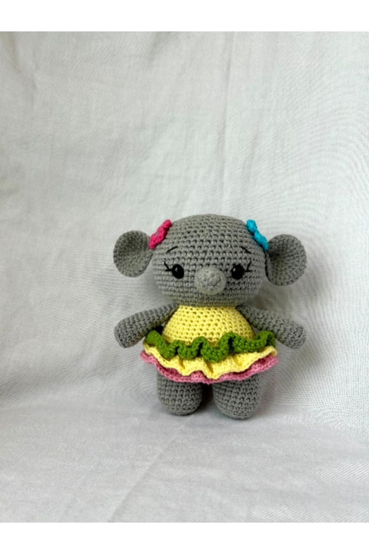 Toil Print Amigurumi Örgü Fırfır Fil Hediye Oyuncak