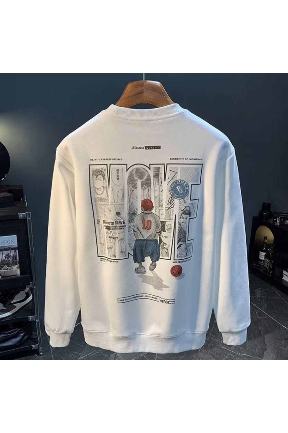 AMOR MAN BÜYÜK BEDEN ÖZEL TASARIM MOVE SIRT BASKILI %100 PAMUK OVERSİZE TREND ERKEK SWEATSHIRT