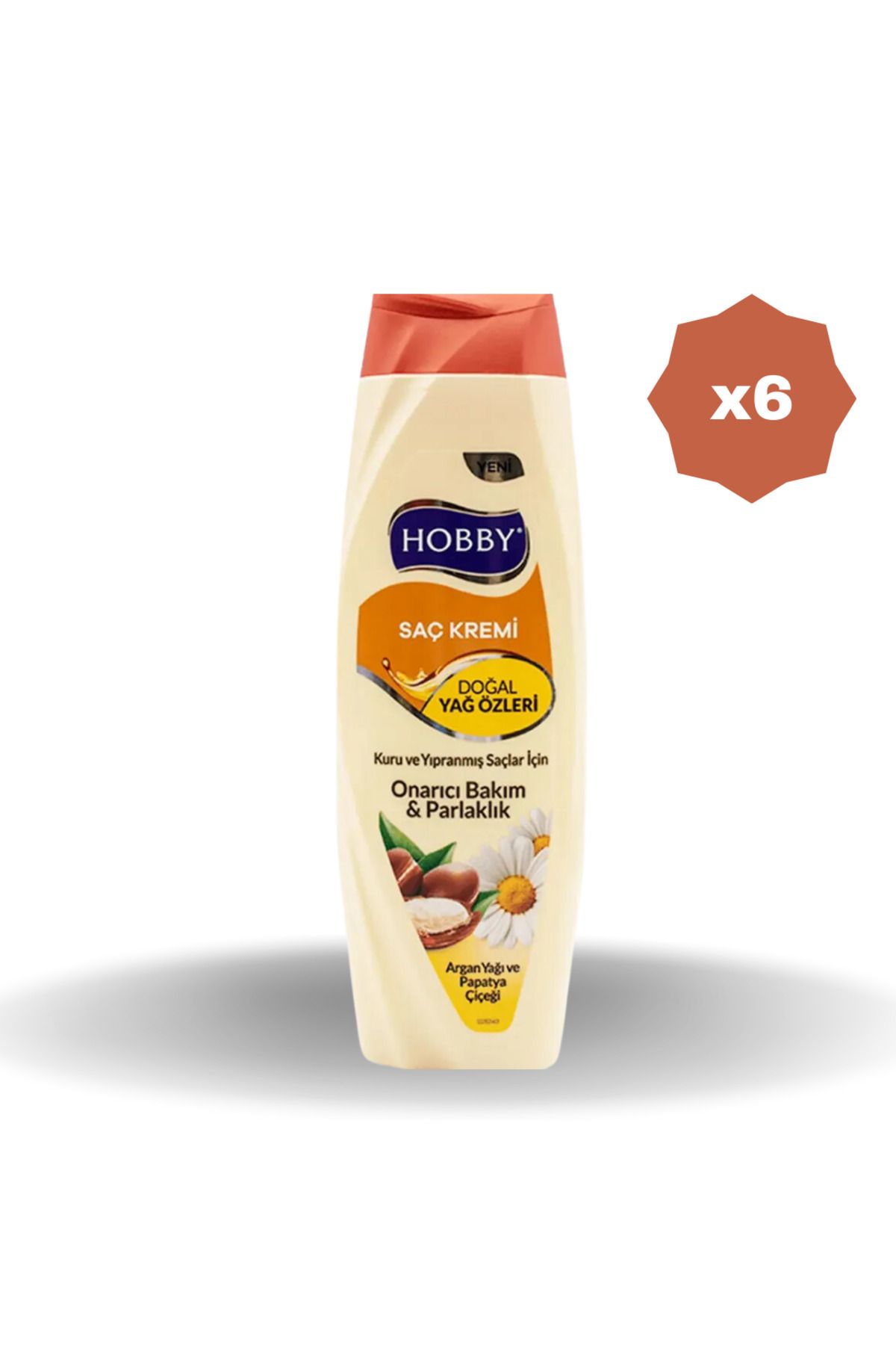 Hobby YAĞ ÖZLÜ ARGAN&PAPATYA SAÇ KREMİ 600 ML - (6 ADET)