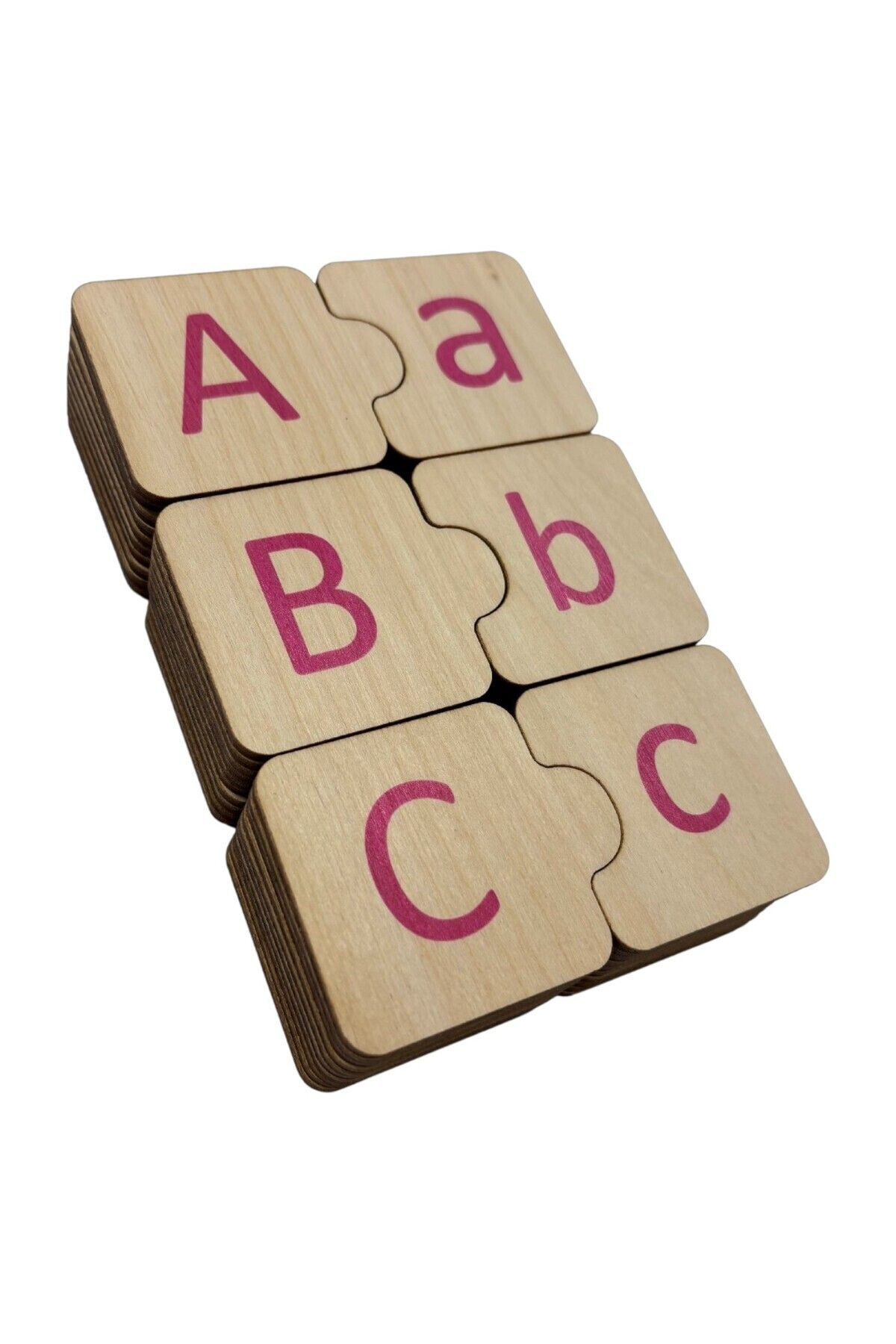 Mind of Toys Türkçe Alfabe Eşleme, Pembe, Alfabe Puzzle, Ahşap Puzzle, Montessori Büyük Küçük Harf Bulmaca Oyunu